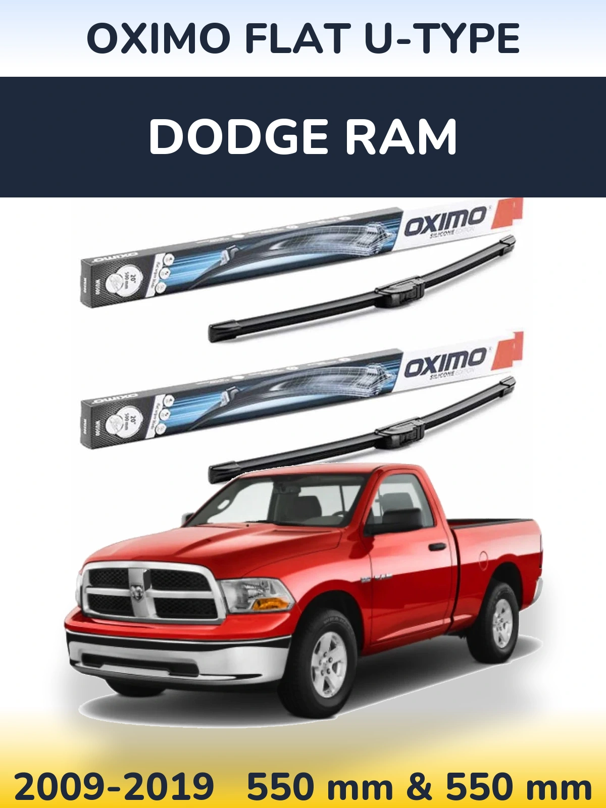Комплект передних дворников Oximo Flat U-type 550 & 550 мм для Dodge RAM 2009-2019