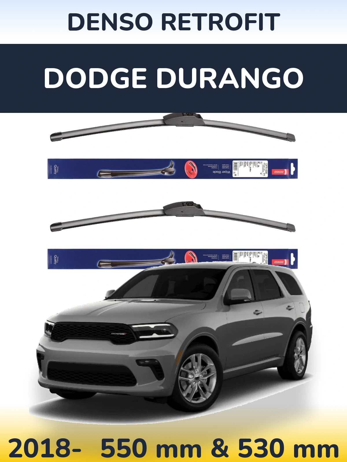 Front wiper blade set Denso Retrofit 550 & 530 mm for Dodge Durango 2018-2026