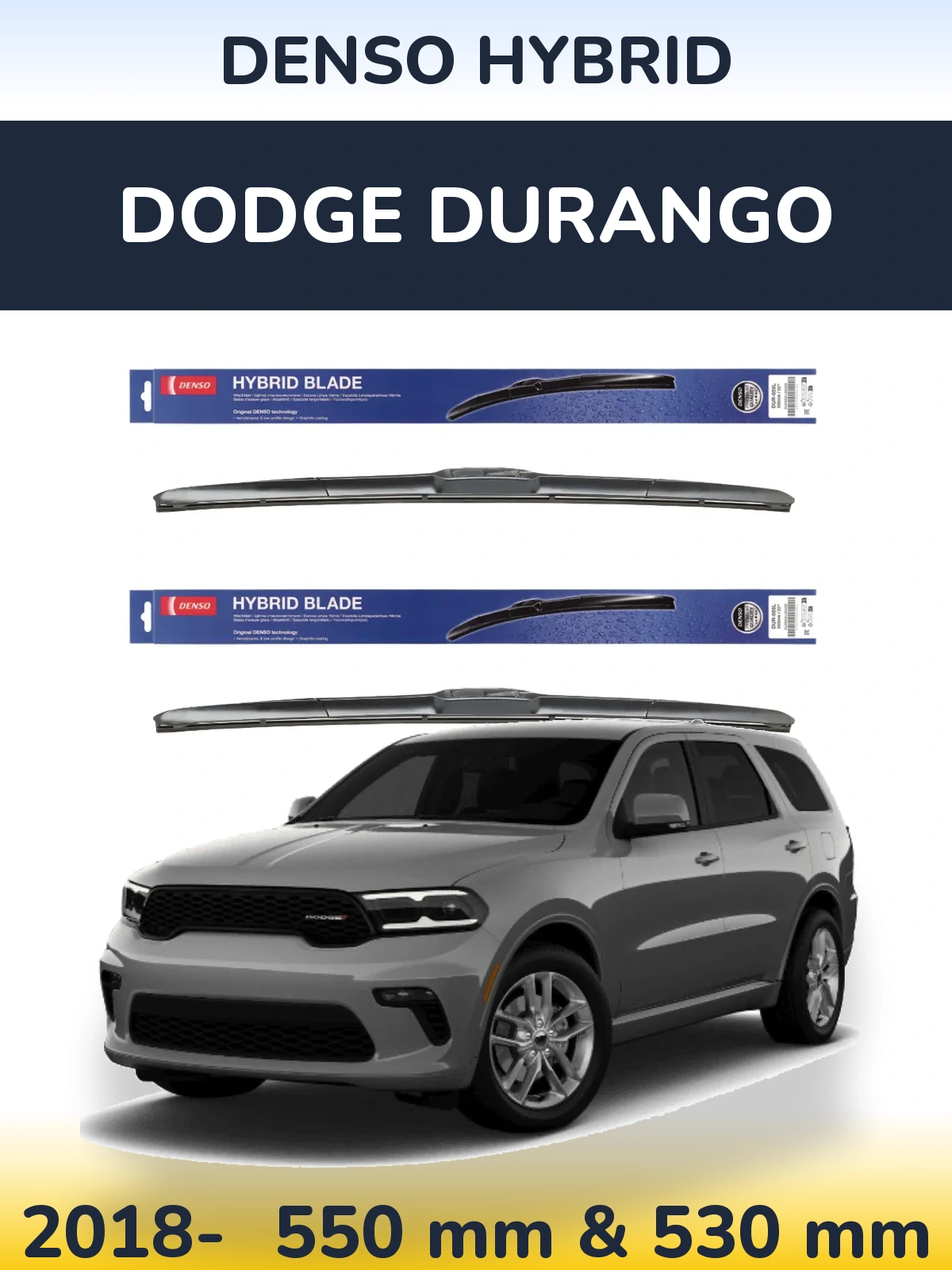 Комплект передних дворников Denso Hybrid 550 & 530 мм для Dodge Durango 2018-2026
