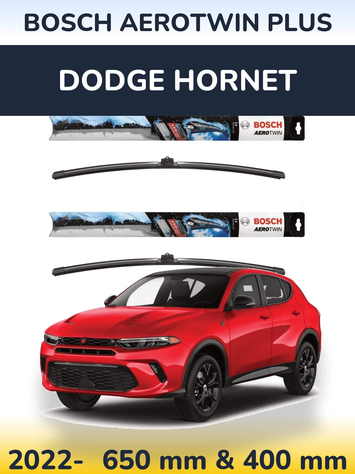 Комплект передних дворников BOSCH AeroTwin Plus 650 & 400 мм для Dodge Hornet 2022-2026