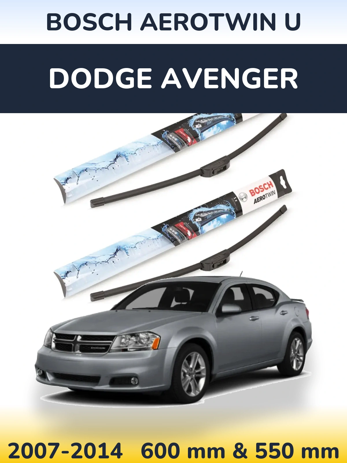 Komplet przednich wycieraczek BOSCH AeroTwin U 600 & 550 mm do Dodge Avenger 2007-2014