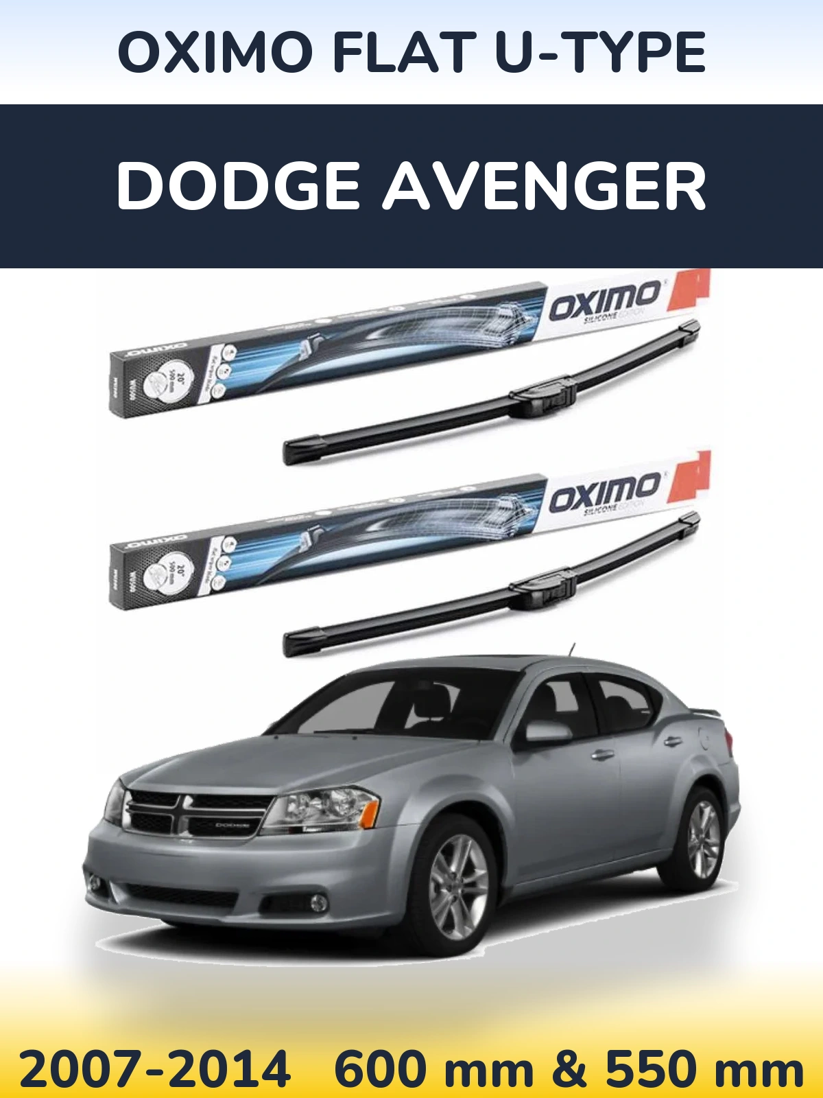 Komplet przednich wycieraczek Oximo Flat U-type 600 & 550 mm do Dodge Avenger 2007-2014