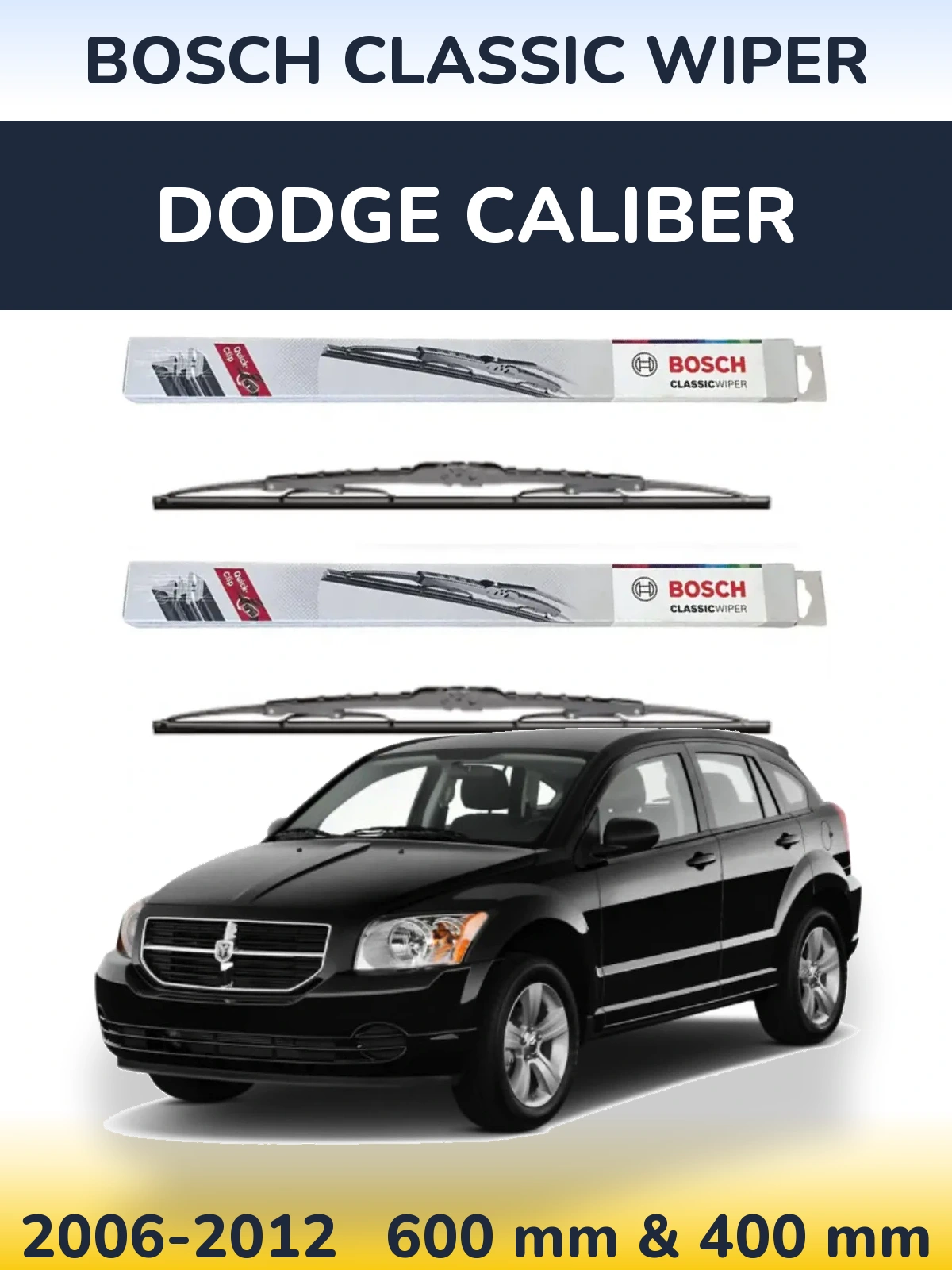 Комплект передних дворников BOSCH Classic Wiper 600 & 400 мм для Dodge Caliber 2006-2012