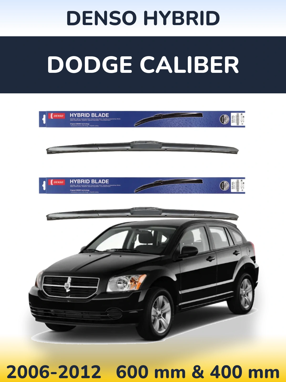 Komplet przednich wycieraczek Denso Hybrid 600 & 400 mm do Dodge Caliber 2006-2012