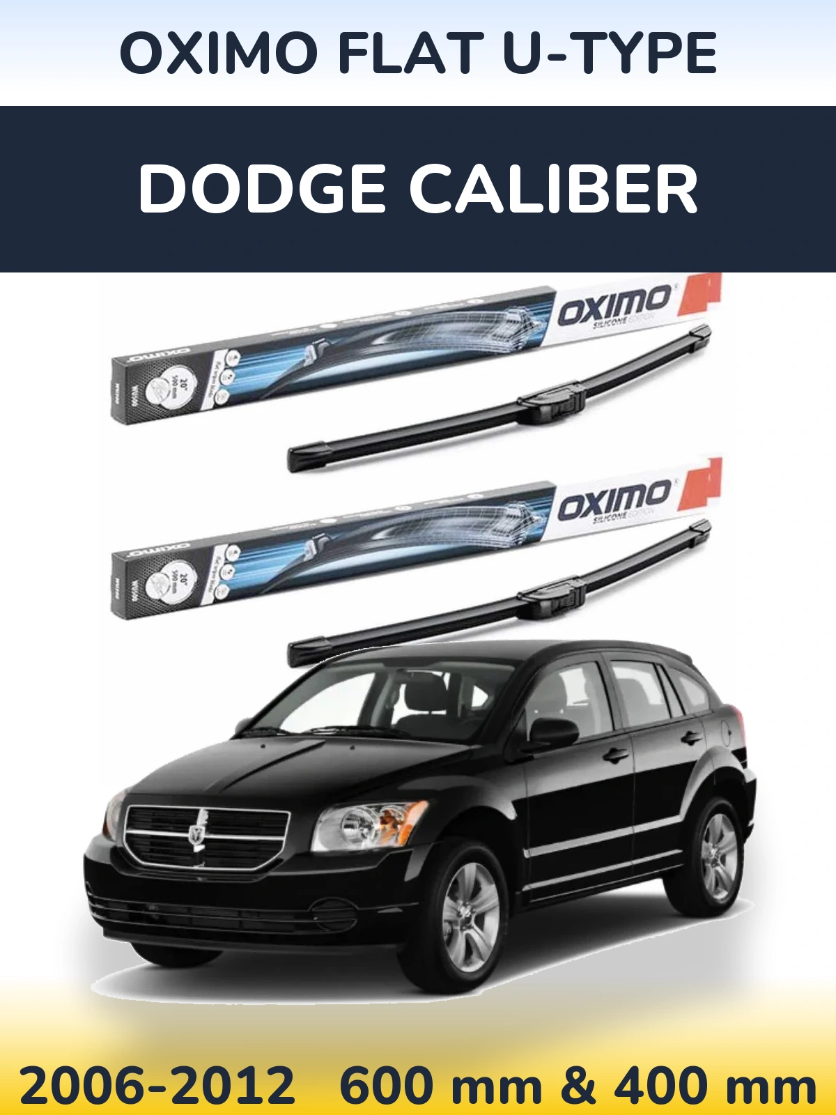 Komplet przednich wycieraczek Oximo Flat U-type 600 & 400 mm do Dodge Caliber 2006-2012