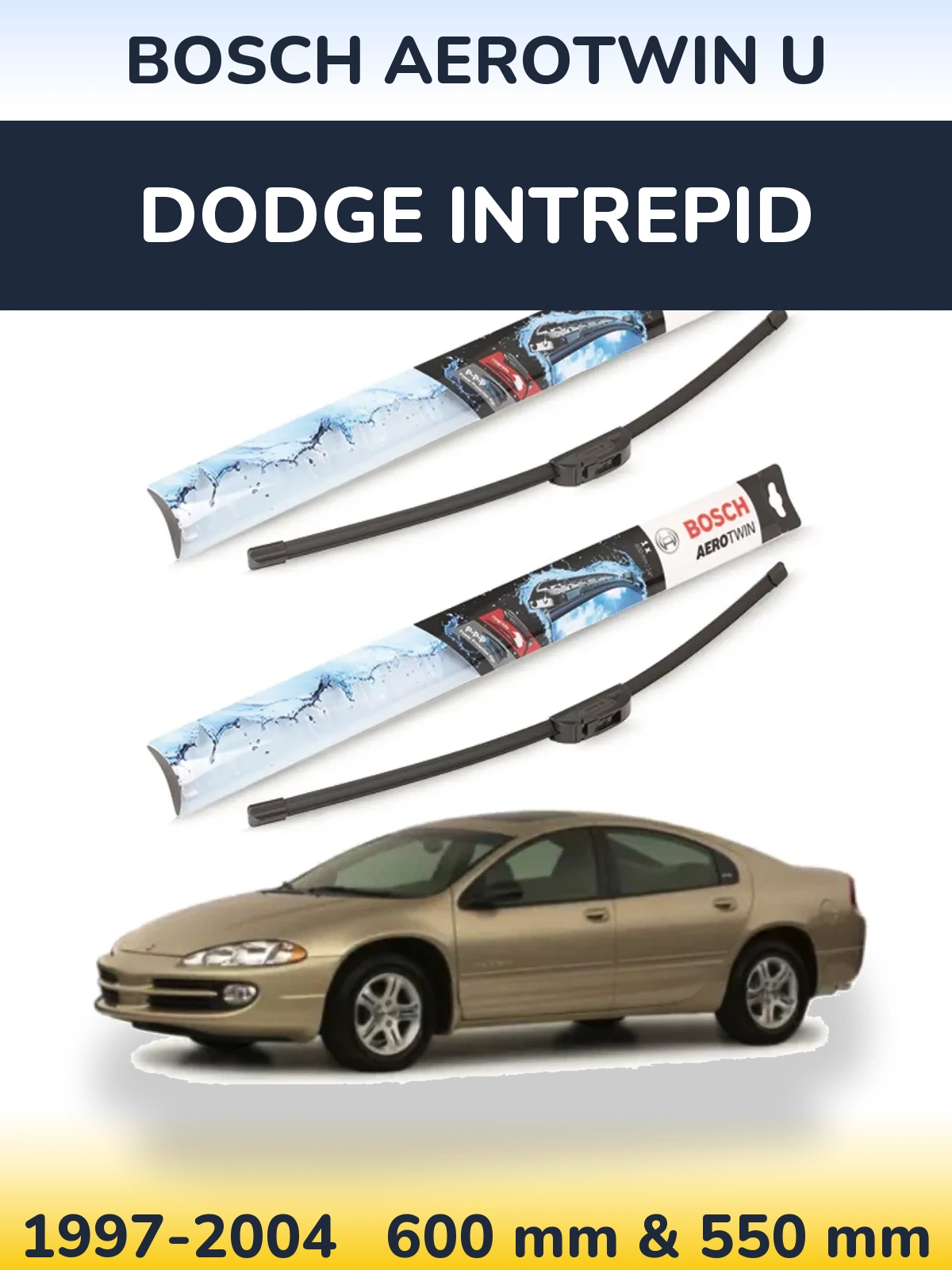 Front wiper blade set BOSCH AeroTwin U 600 & 550 mm for Dodge Intrepid 1997-2004