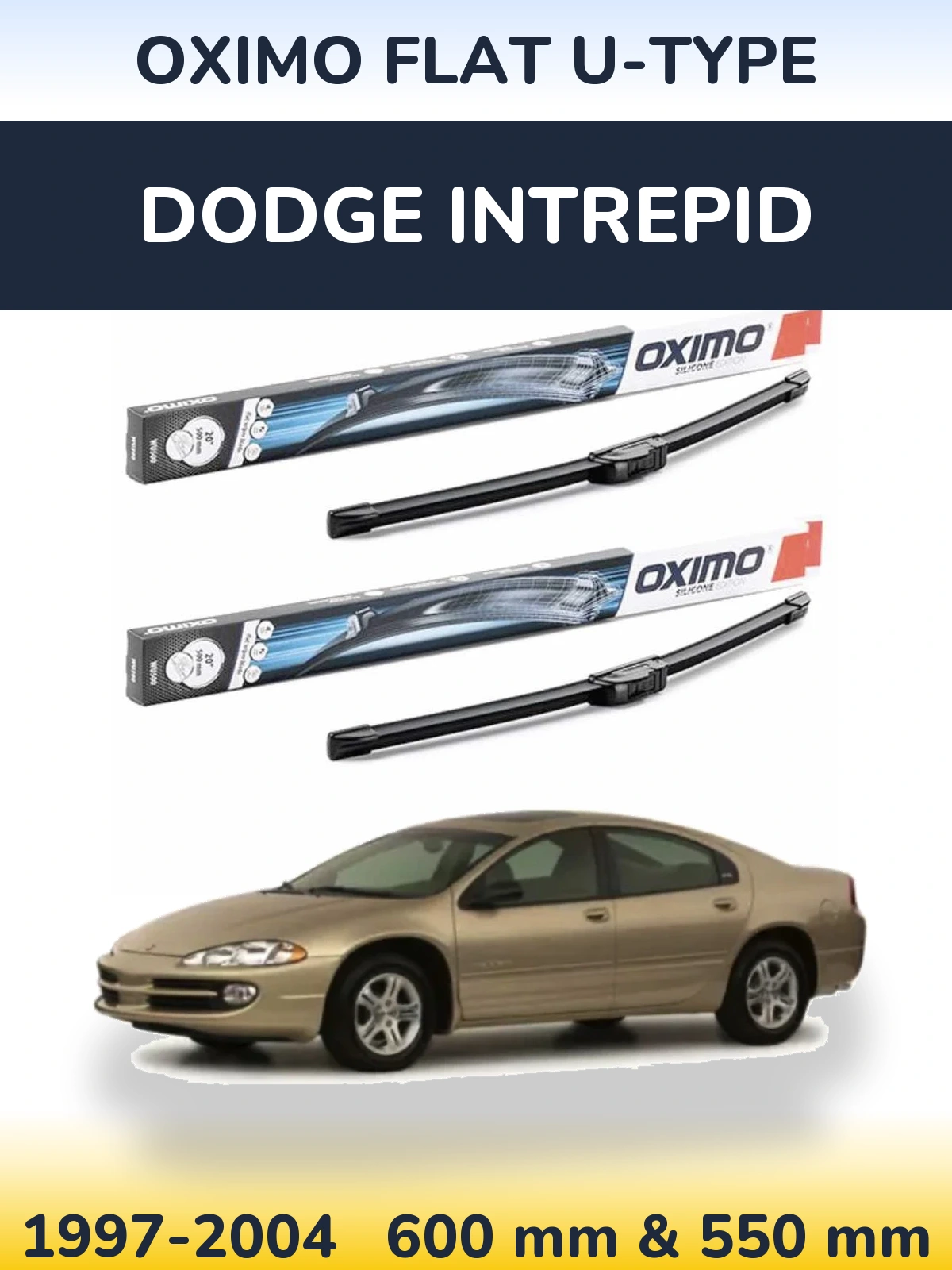 Комплект передних дворников Oximo Flat U-type 600 & 550 мм для Dodge Intrepid 1997-2004
