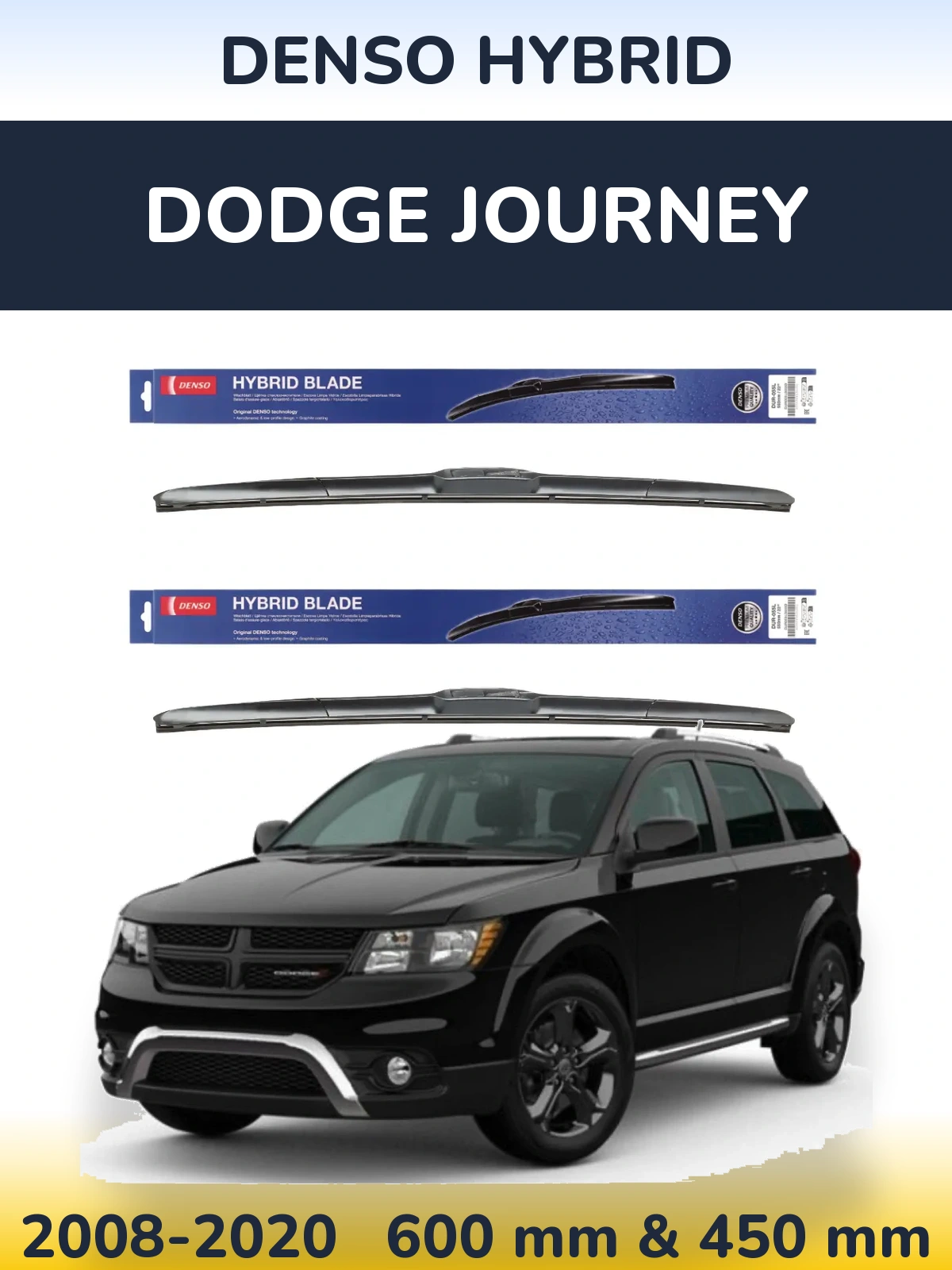 Komplet przednich wycieraczek Denso Hybrid 600 & 450 mm do Dodge Journey 2008-2020