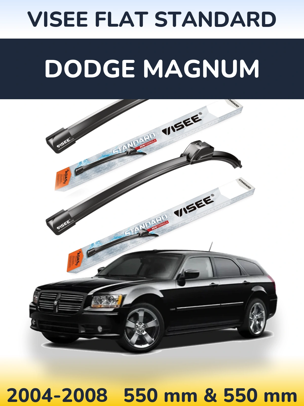 Front wiper blade set VISEE FLAT STANDARD 550 & 550 mm for Dodge Magnum 2004-2008