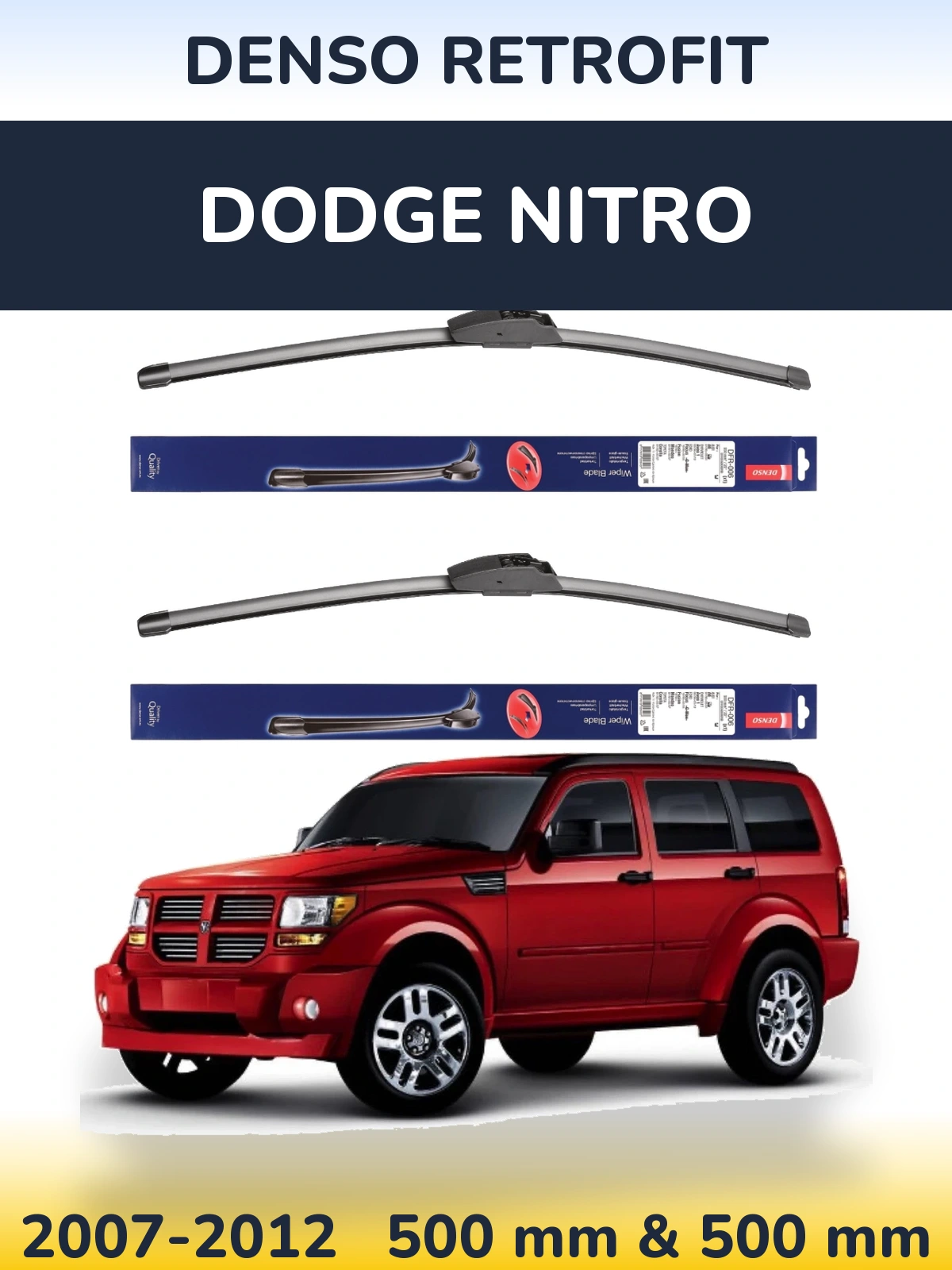 Komplet przednich wycieraczek Denso Retrofit 500 & 500 mm do Dodge Nitro 2007-2012
