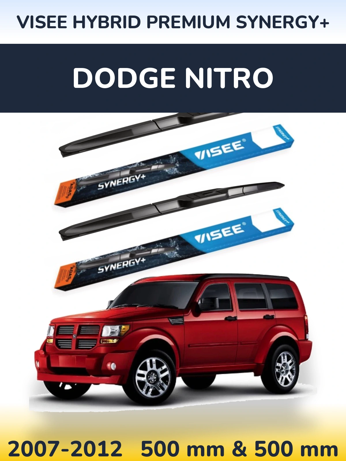 Комплект передніх щіток VISEE HYBRID PREMIUM SYNERGY+ 500 & 500 мм для Dodge Nitro 2007-2012