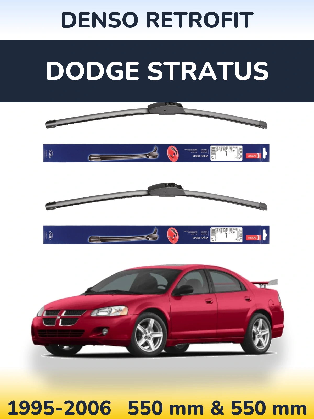 Front wiper blade set Denso Retrofit 550 & 550 mm for Dodge Stratus 1995-2006
