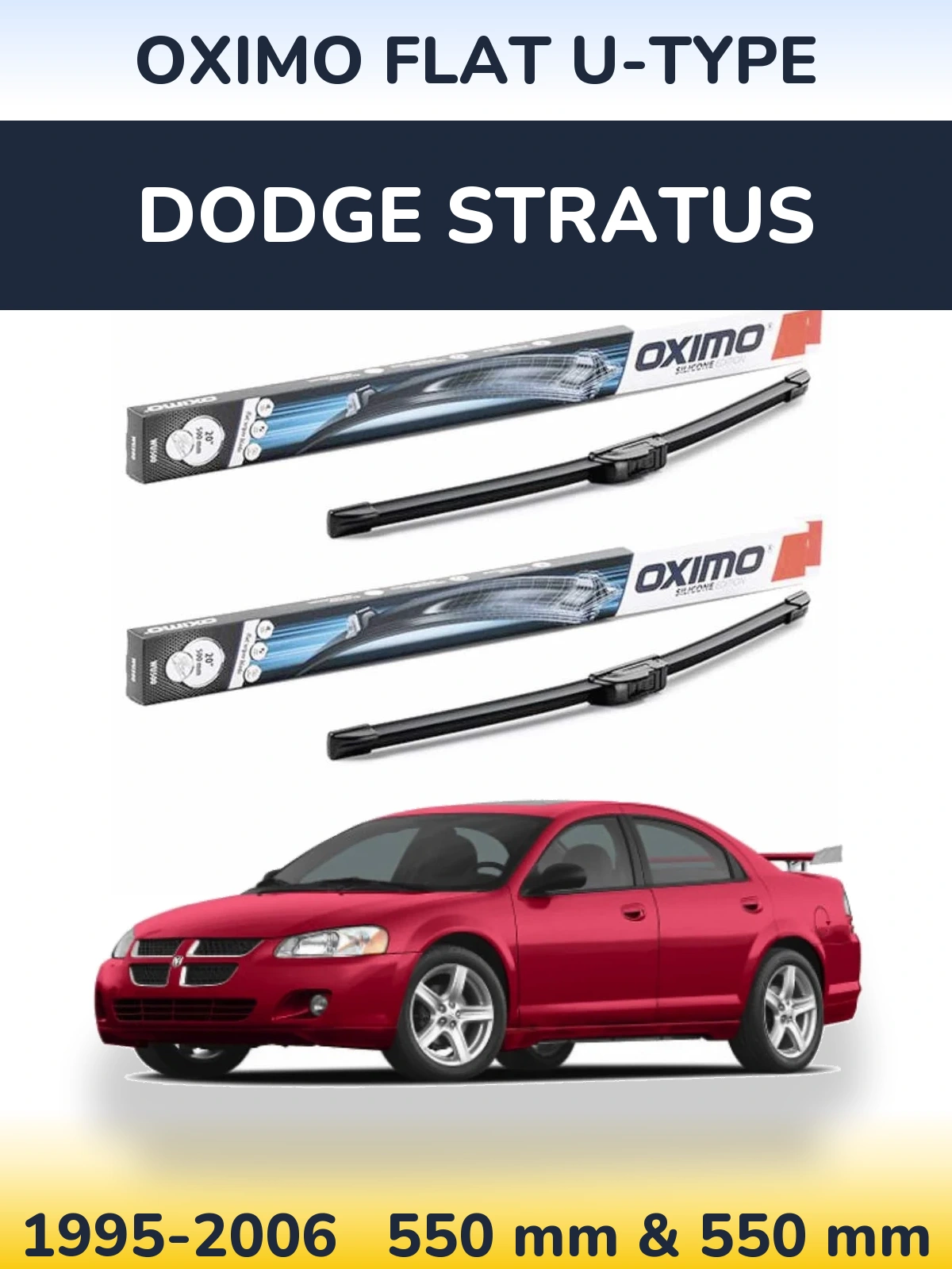 Комплект передніх щіток Oximo Flat U-type 550 & 550 мм для Dodge Stratus 1995-2006