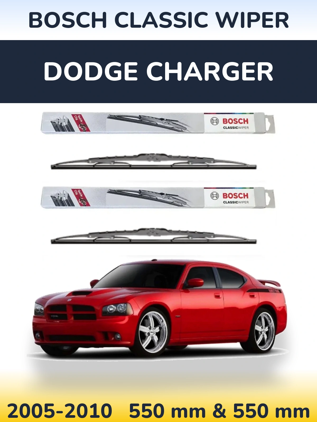 Комплект передних дворников BOSCH Classic Wiper 550 & 550 мм для Dodge Charger 2005-2010