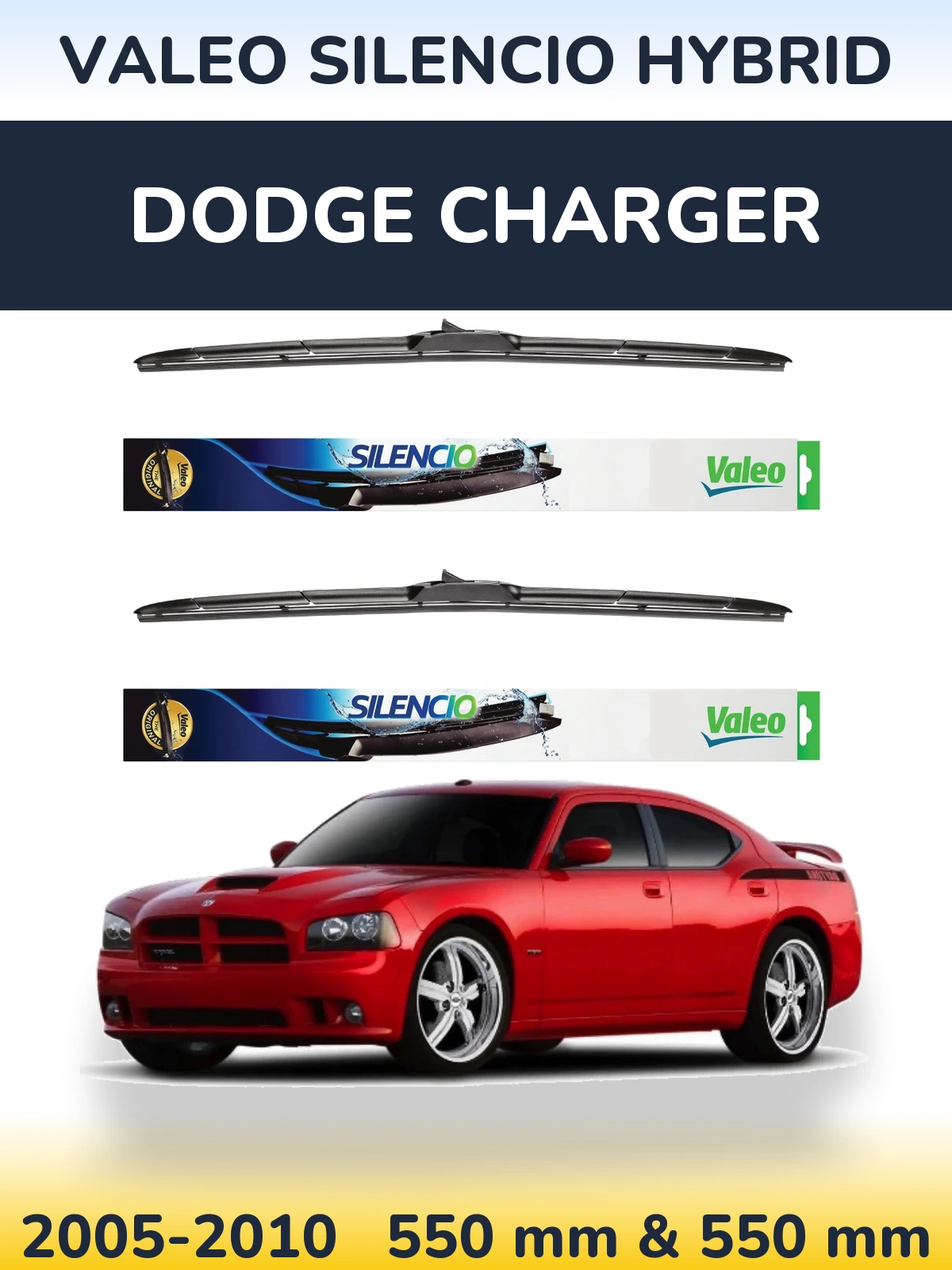Komplet przednich wycieraczek Valeo Silencio Hybrid 550 & 550 mm do Dodge Charger 2005-2010