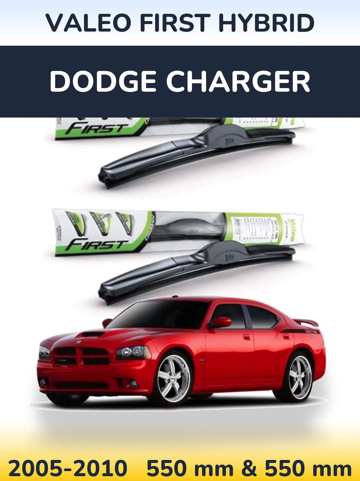 Комплект передних дворников Valeo First Hybrid 550 & 550 мм для Dodge Charger 2005-2010