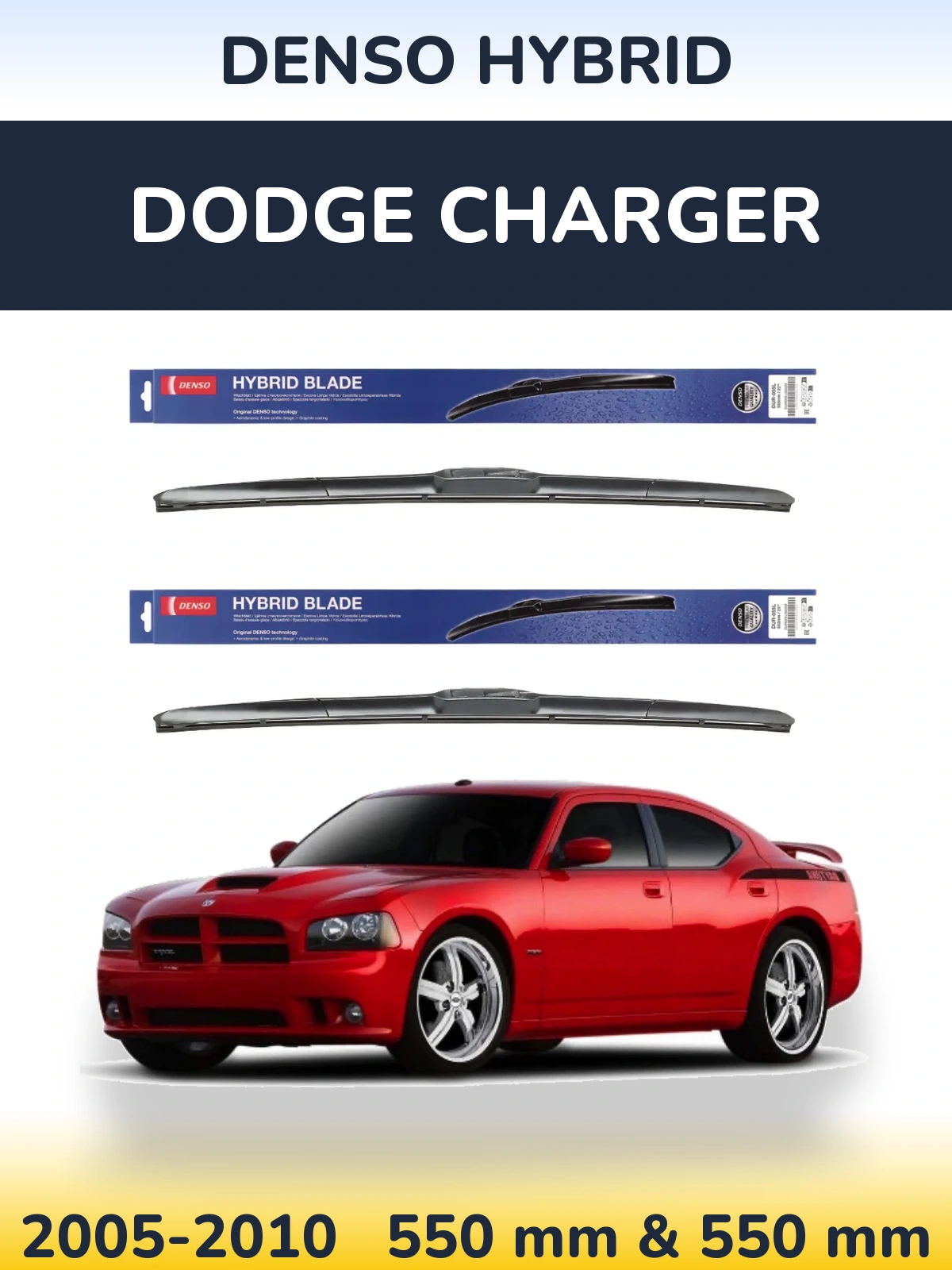 Комплект передних дворников Denso Hybrid 550 & 550 мм для Dodge Charger 2005-2010