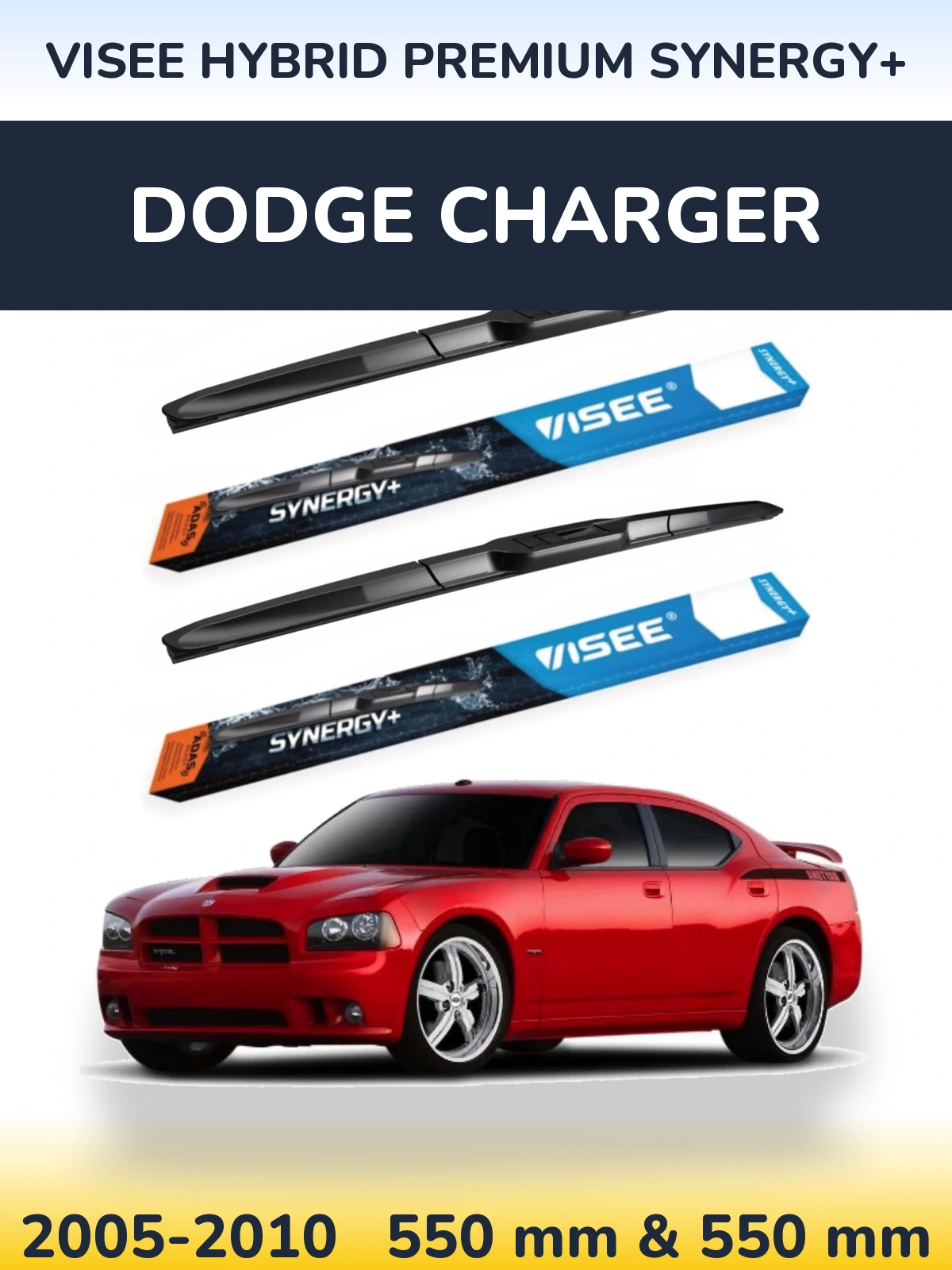 Komplet przednich wycieraczek VISEE HYBRID PREMIUM SYNERGY+ 550 & 550 mm do Dodge Charger 2005-2010