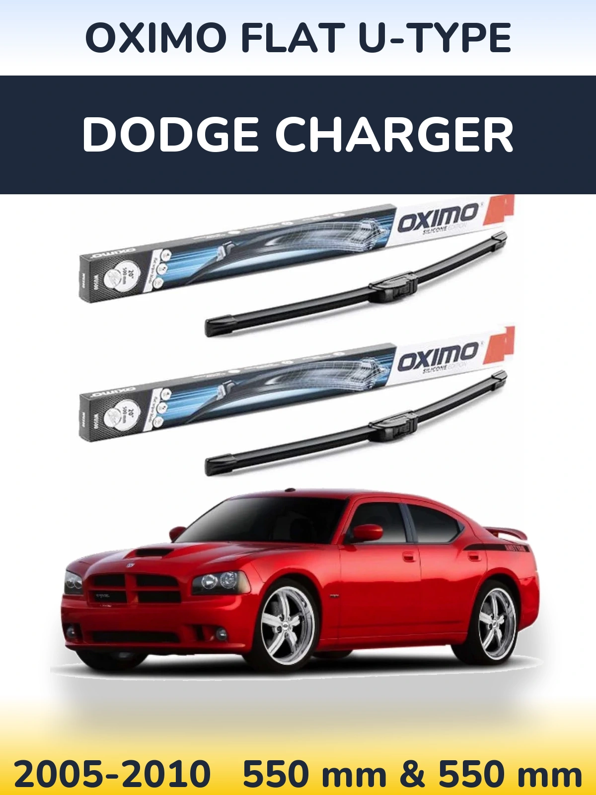 Komplet przednich wycieraczek Oximo Flat U-type 550 & 550 mm do Dodge Charger 2005-2010