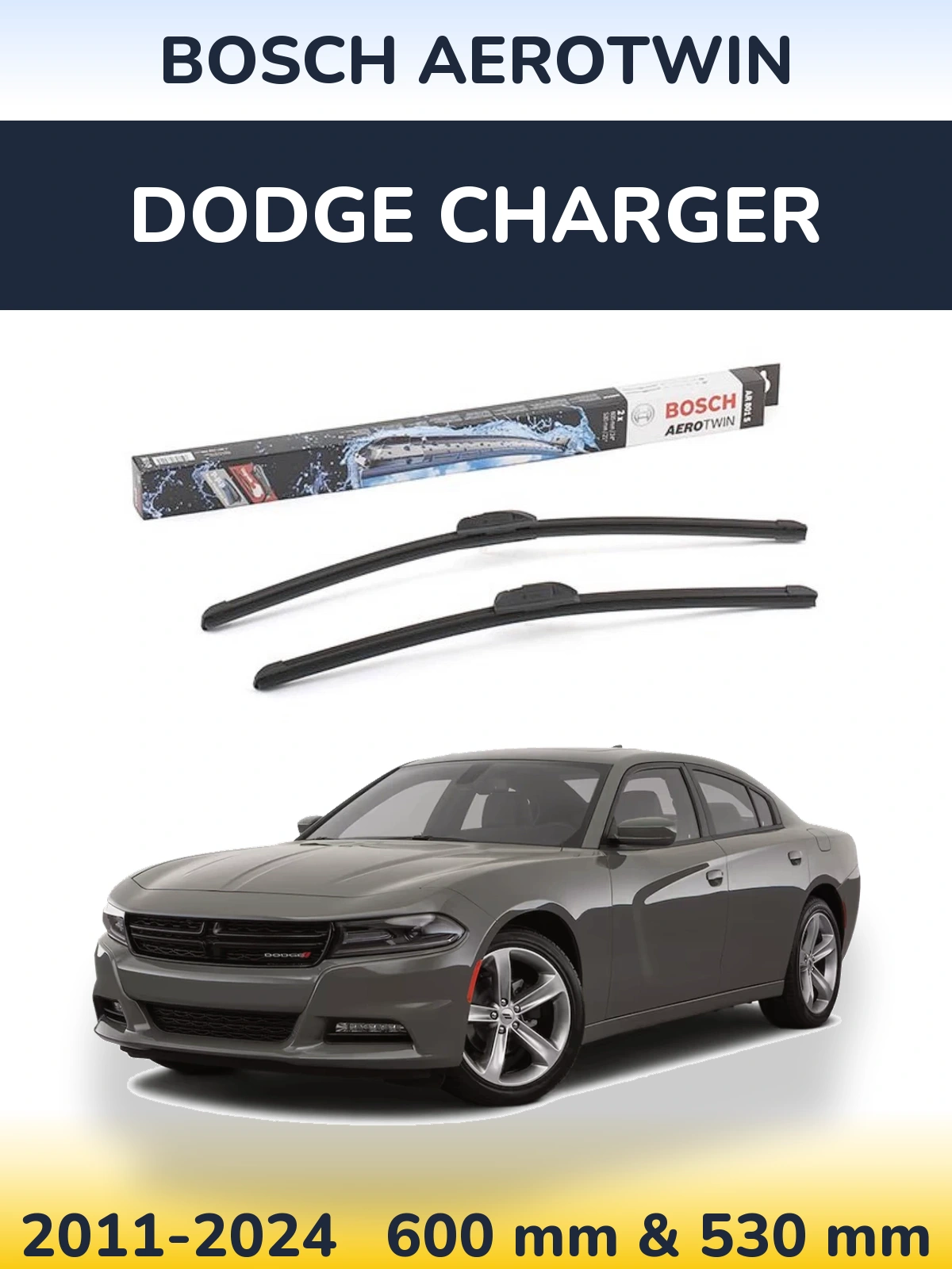 Комплект передних дворников BOSCH AeroTwin 600 & 530 мм для Dodge Charger 2011-2024