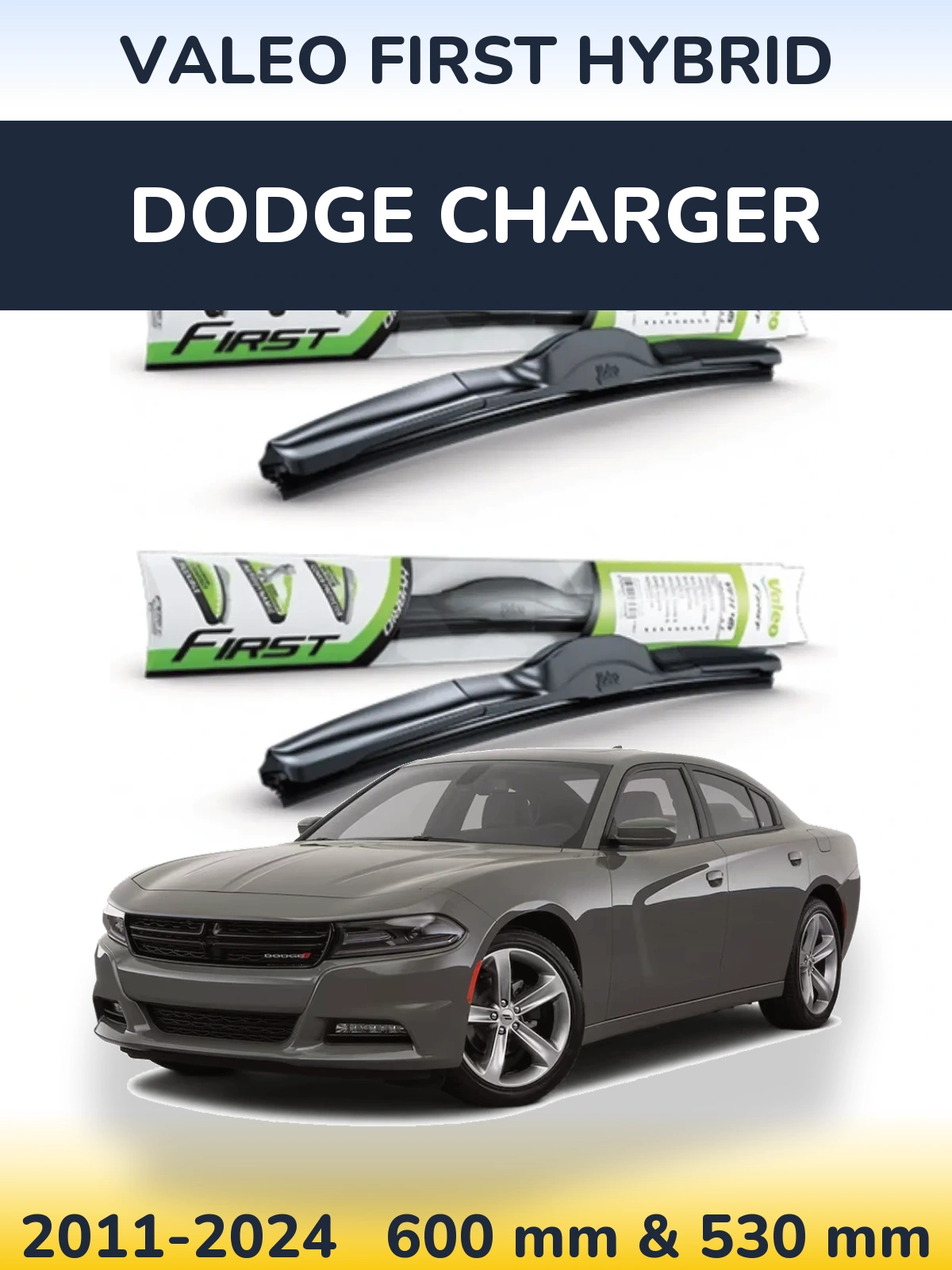 Komplet przednich wycieraczek Valeo First Hybrid 600 & 530 mm do Dodge Charger 2011-2024