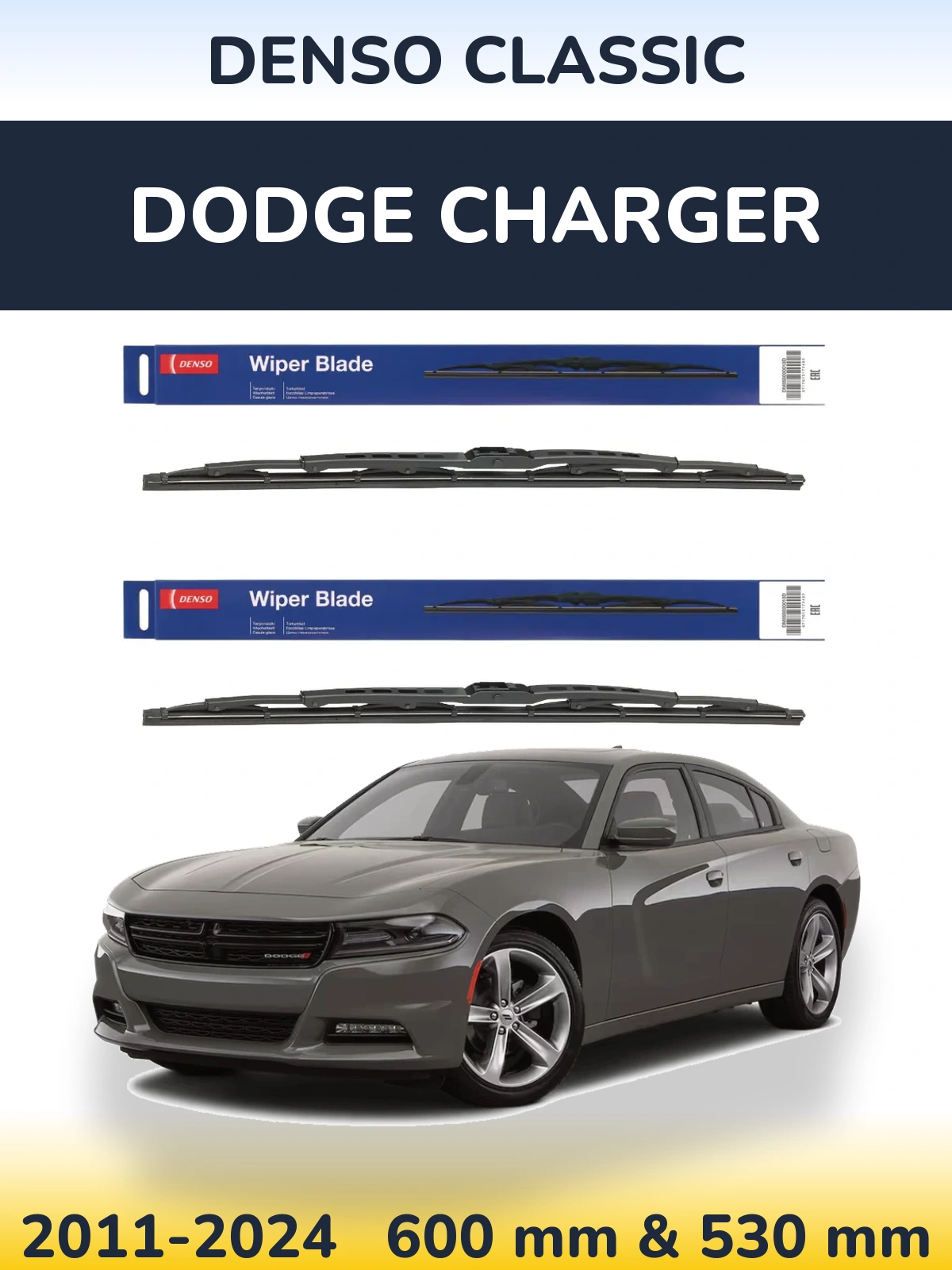 Комплект передних дворников Denso Classic 600 & 530 мм для Dodge Charger 2011-2024