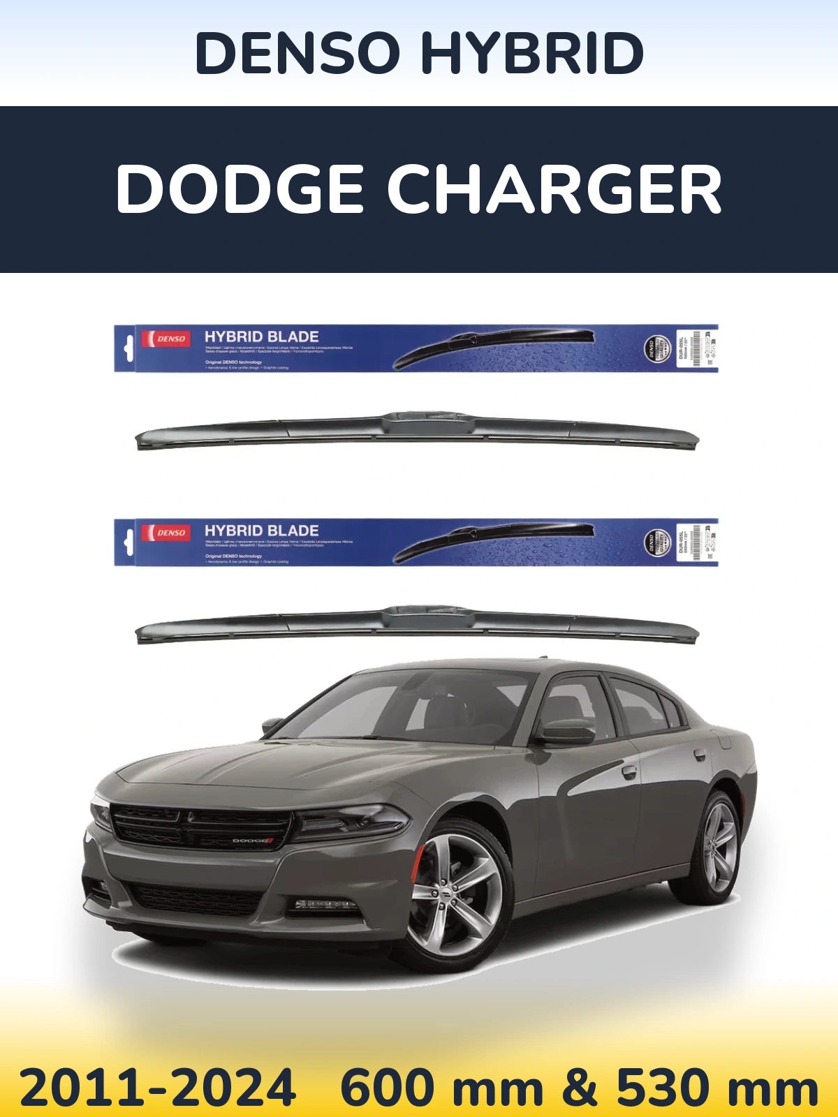 Комплект передних дворников Denso Hybrid 600 & 530 мм для Dodge Charger 2011-2024