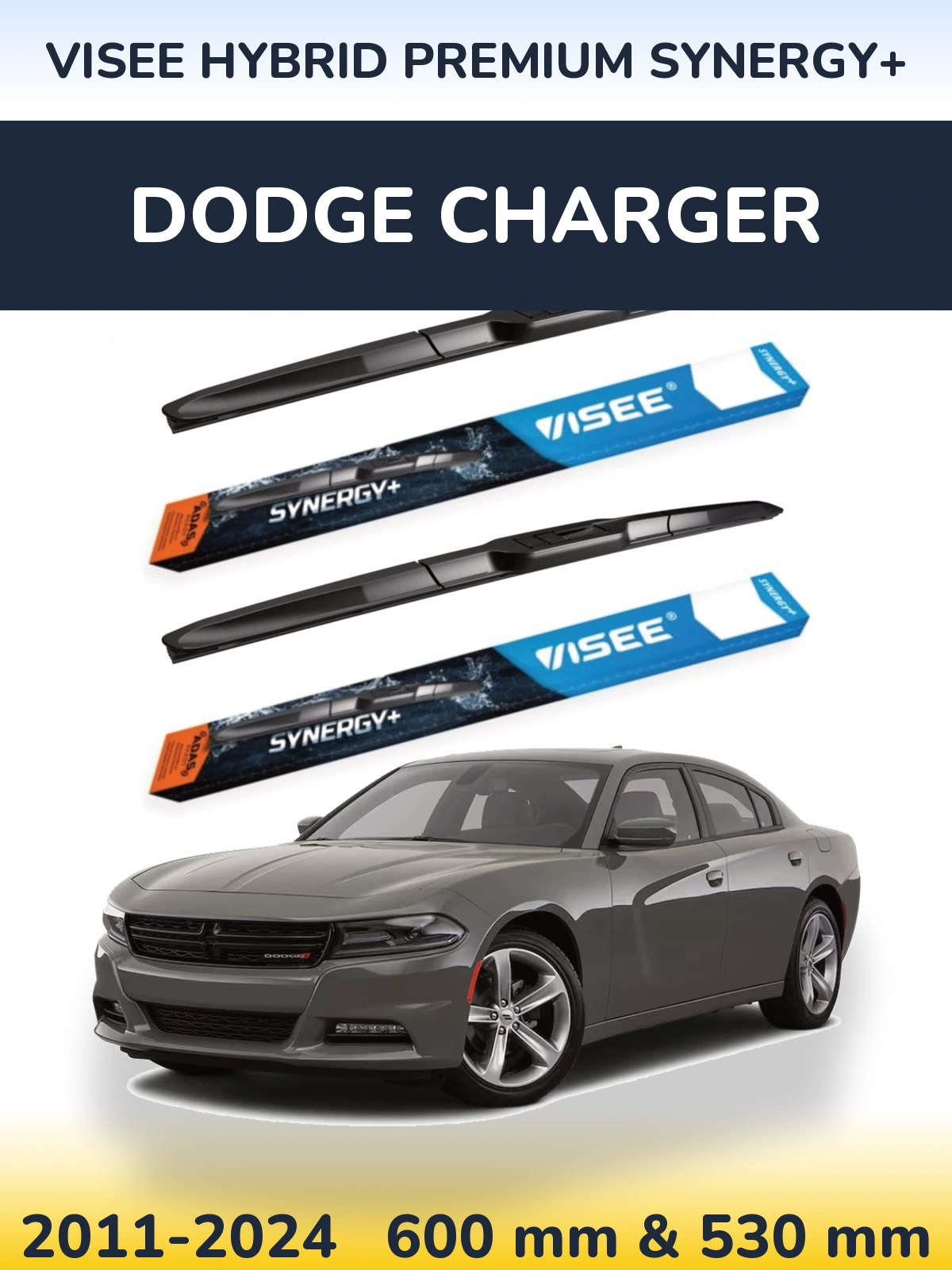 Комплект передних дворников VISEE HYBRID PREMIUM SYNERGY+ 600 & 530 мм для Dodge Charger 2011-2024