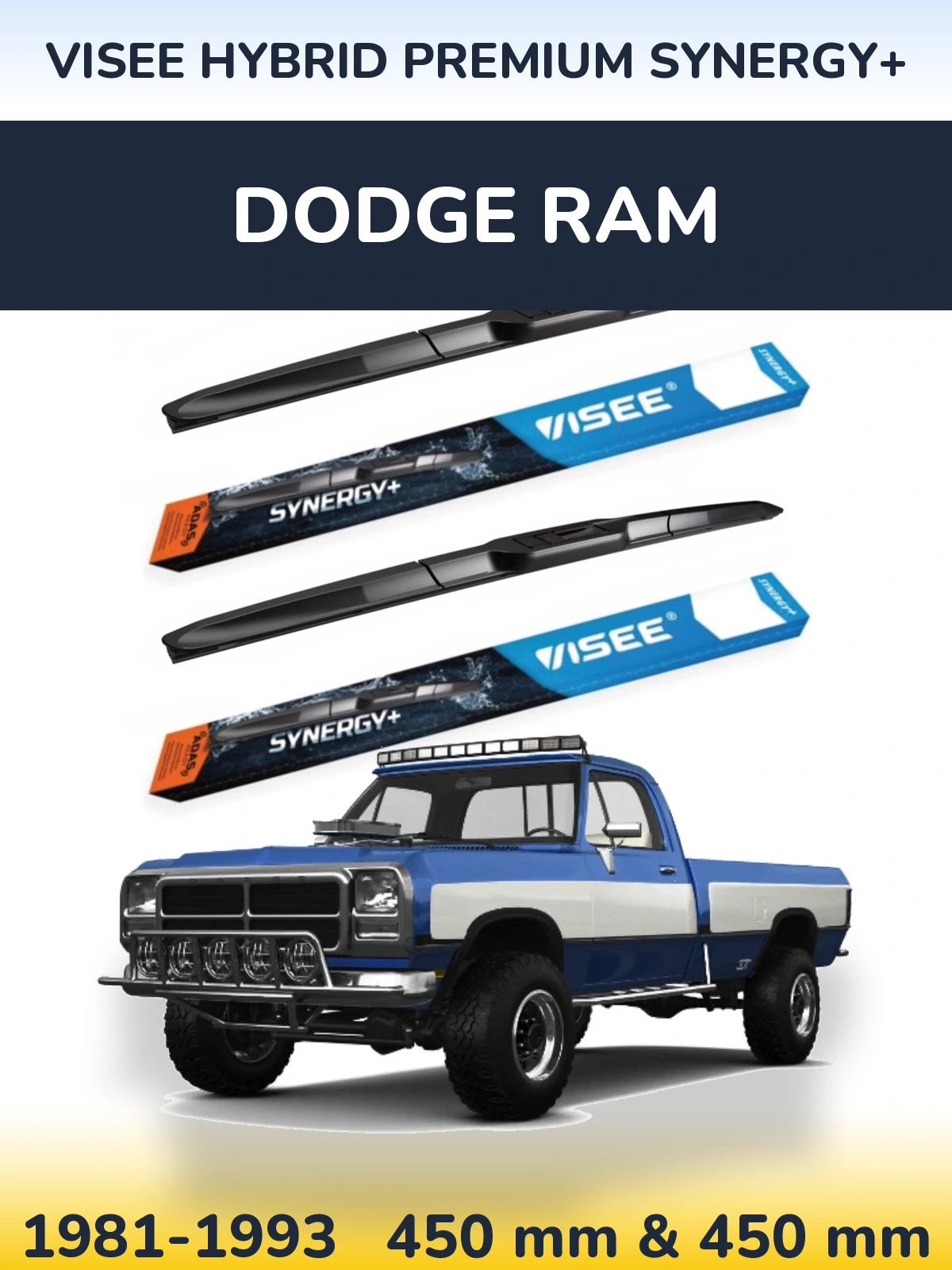 Комплект передних дворников VISEE HYBRID PREMIUM SYNERGY+ 450 & 450 мм для Dodge RAM 1981-1993