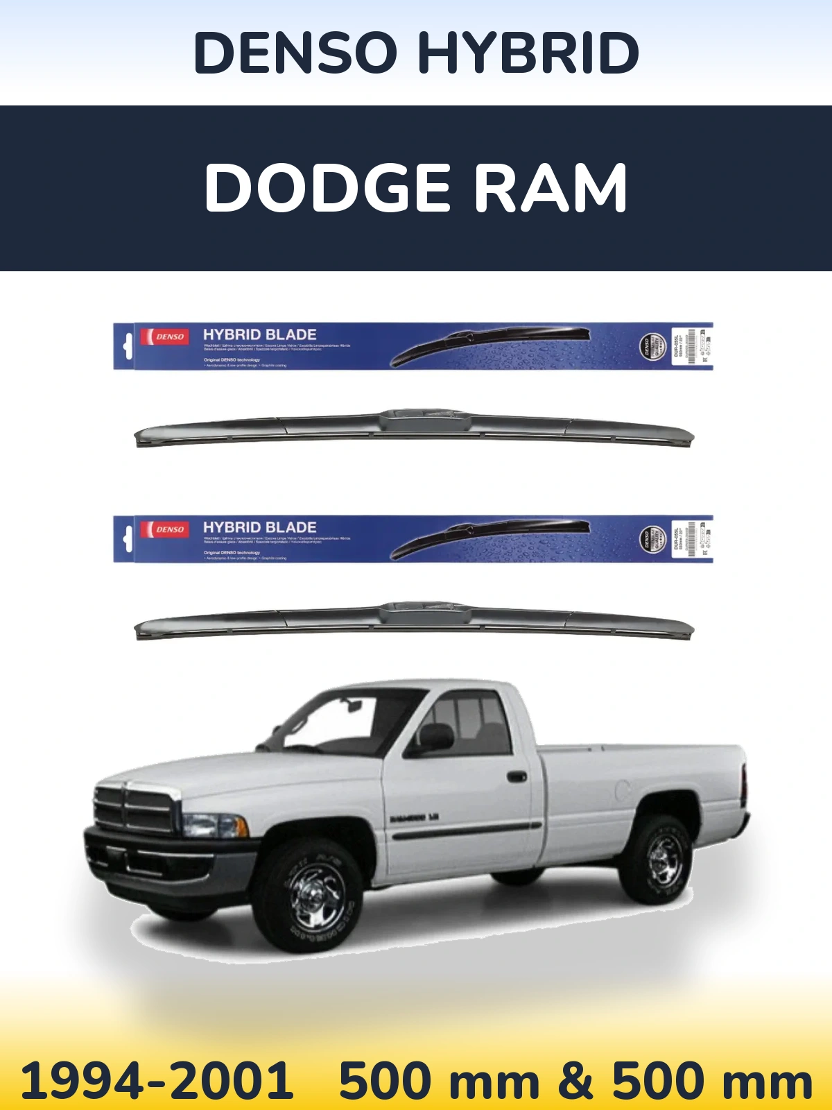 Комплект передних дворников Denso Hybrid 500 & 500 мм для Dodge RAM 1994-2001