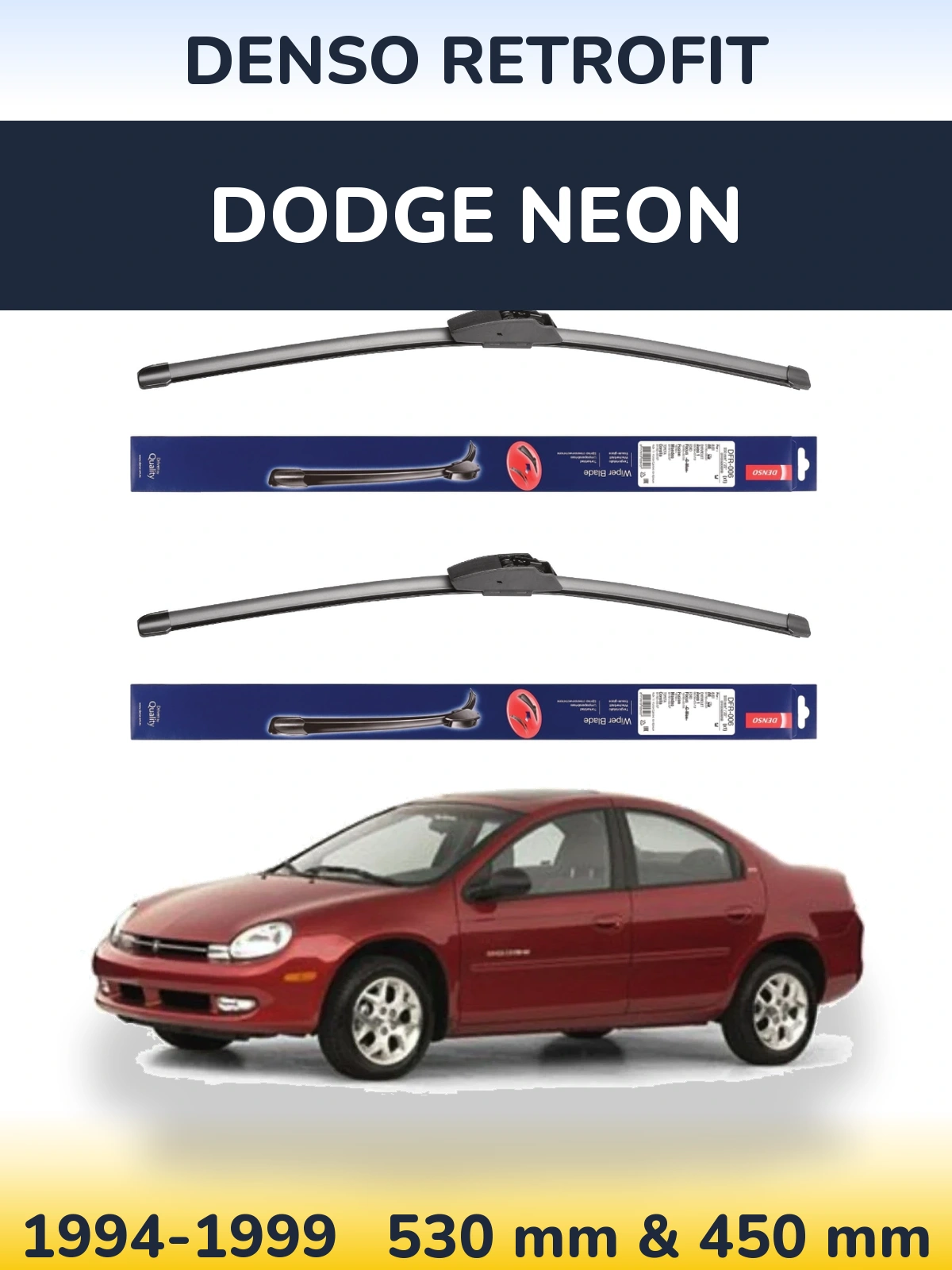 Komplet przednich wycieraczek Denso Retrofit 530 & 450 mm do Dodge Neon 1994-1999