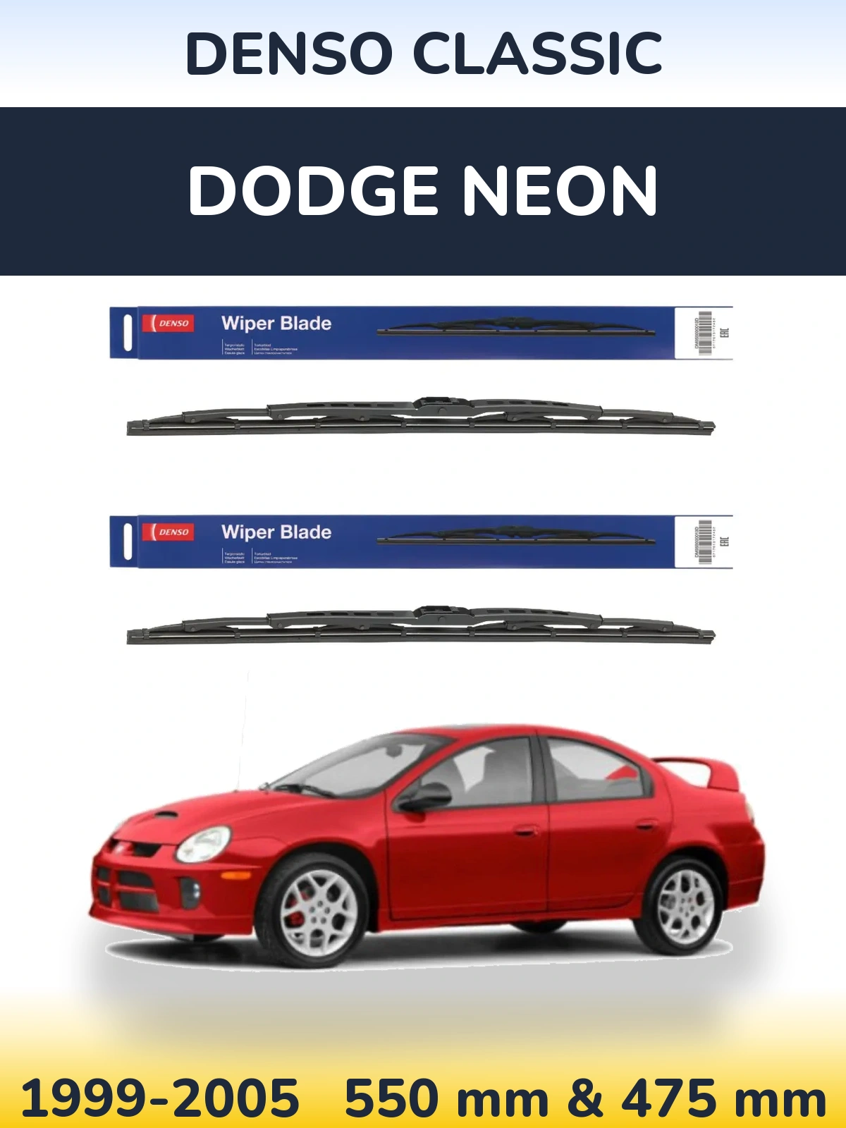 Komplet przednich wycieraczek Denso Classic 550 & 475 mm do Dodge Neon 1999-2005
