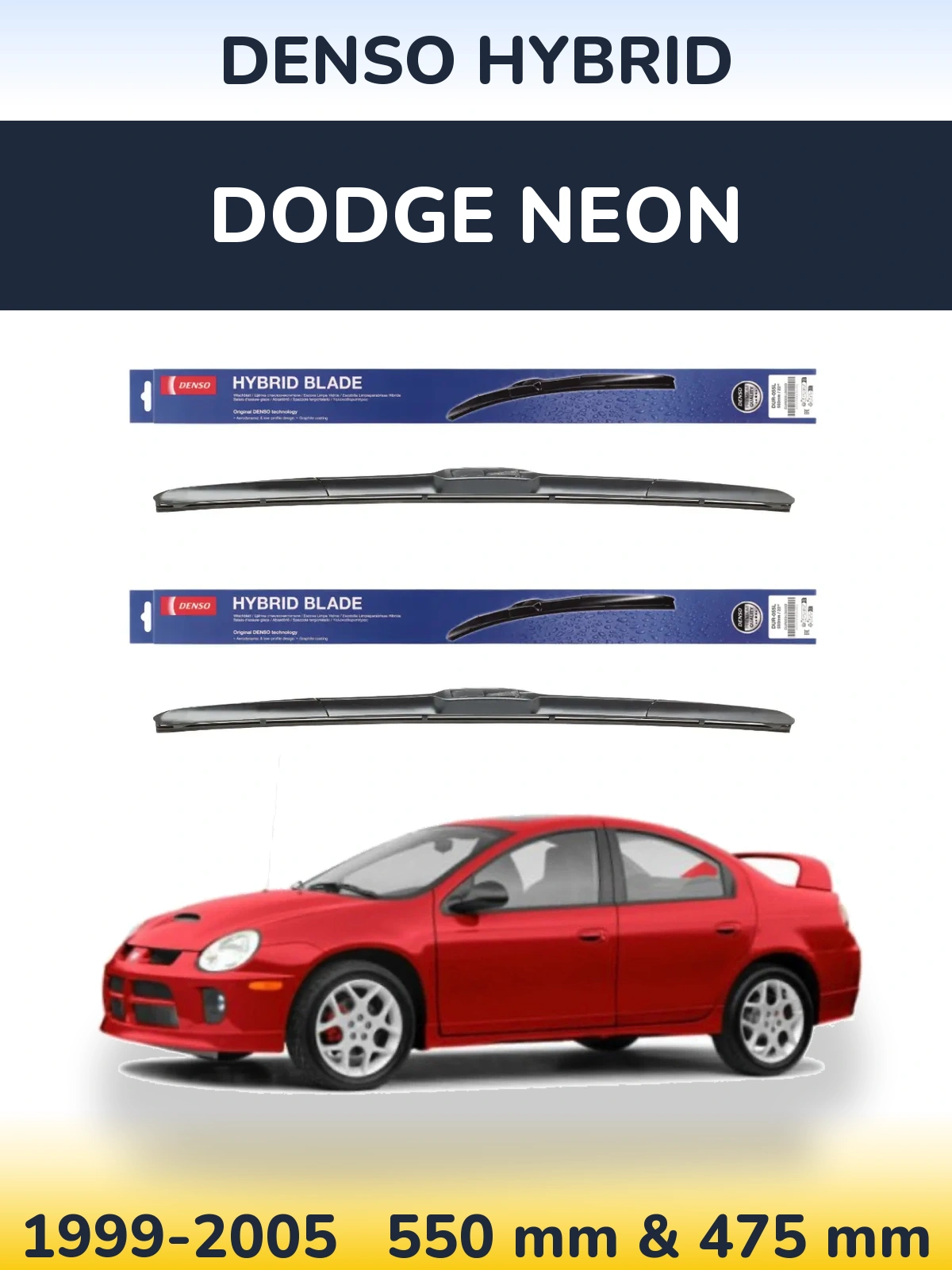 Комплект передніх щіток Denso Hybrid 550 & 475 мм для Dodge Neon 1999-2005