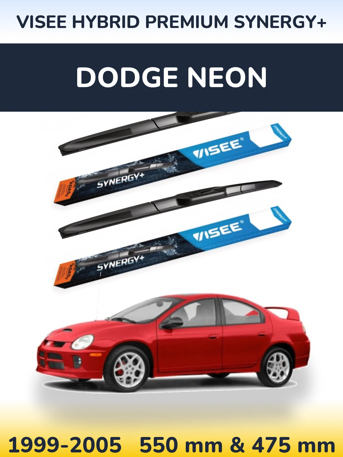 Front wiper blade set VISEE HYBRID PREMIUM SYNERGY+ 550 & 475 mm for Dodge Neon 1999-2005
