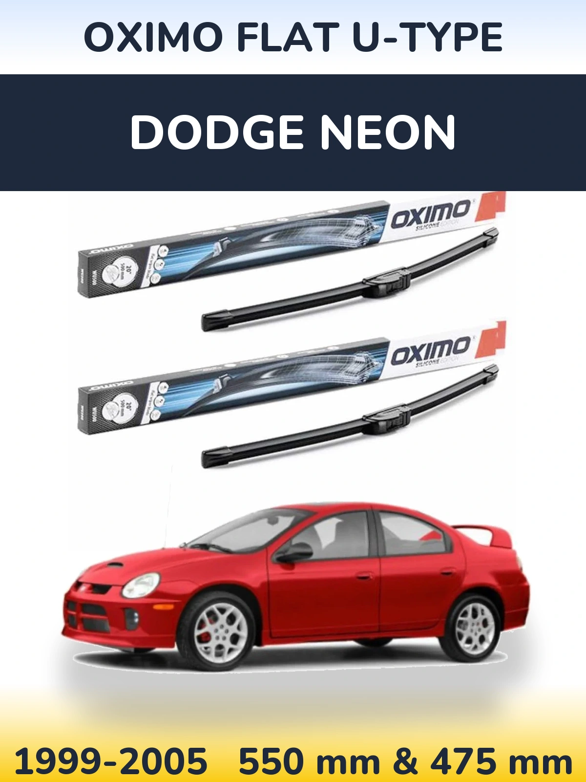 Komplet przednich wycieraczek Oximo Flat U-type 550 & 475 mm do Dodge Neon 1999-2005
