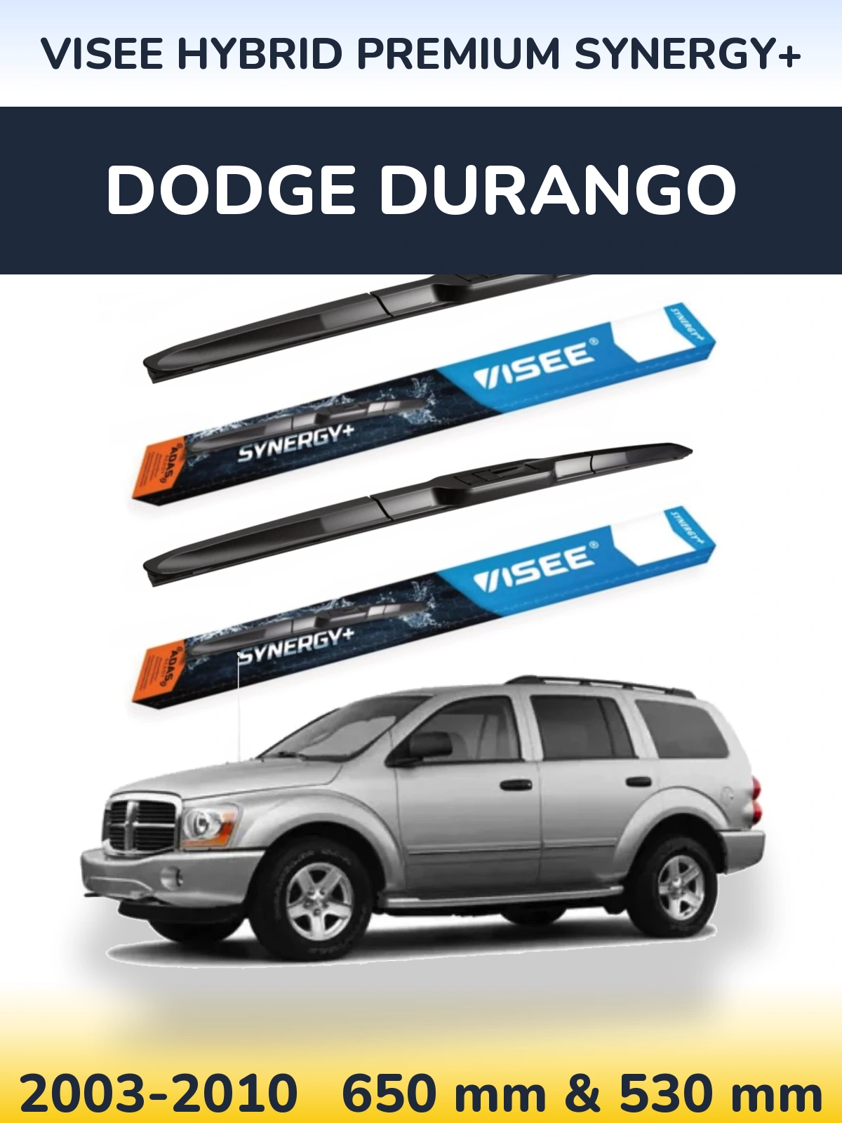 Комплект передних дворников VISEE HYBRID PREMIUM SYNERGY+ 650 & 530 мм для Dodge Durango 2003-2010