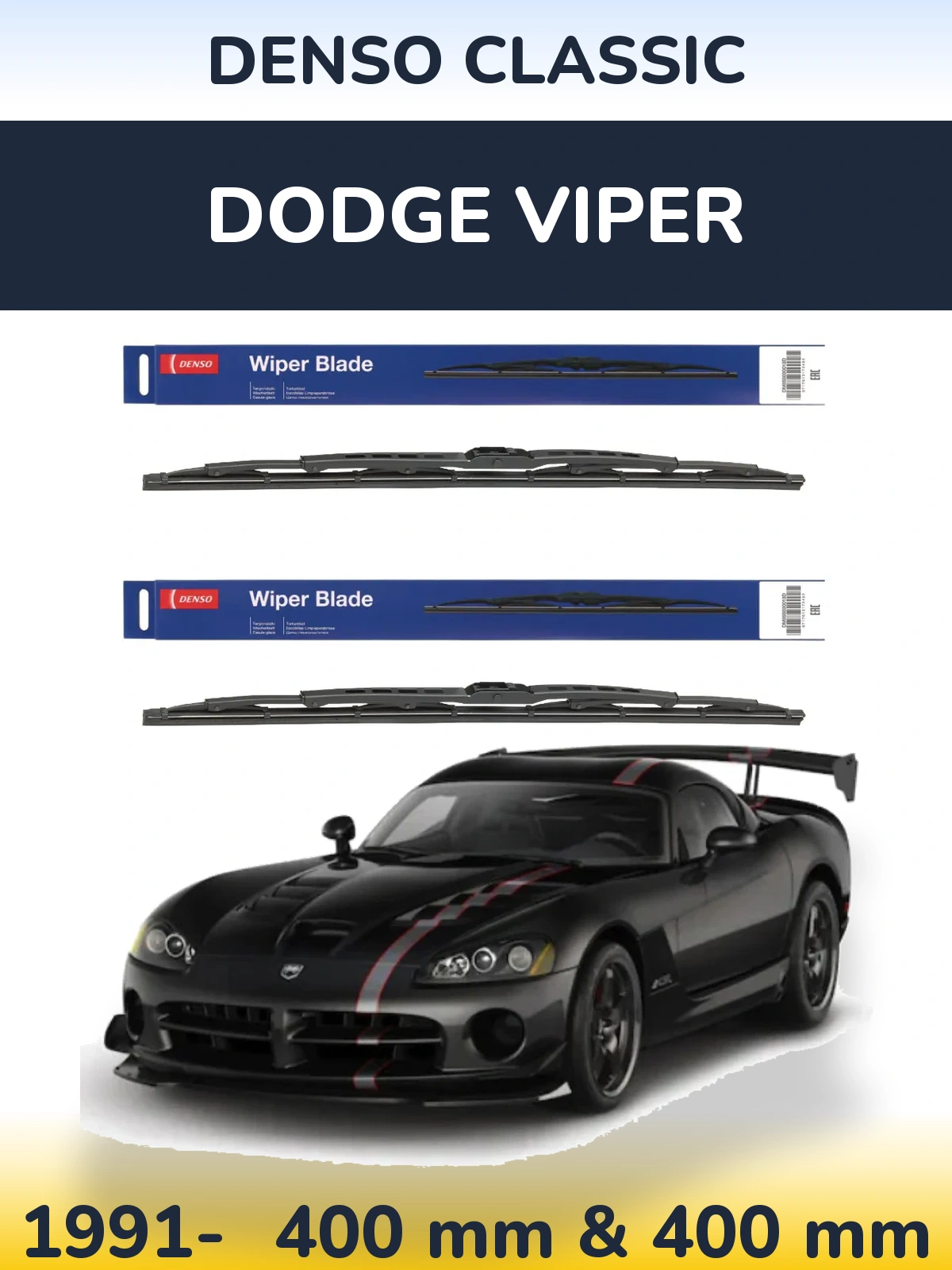 Komplet przednich wycieraczek Denso Classic 400 & 400 mm do Dodge Viper 1991-2026