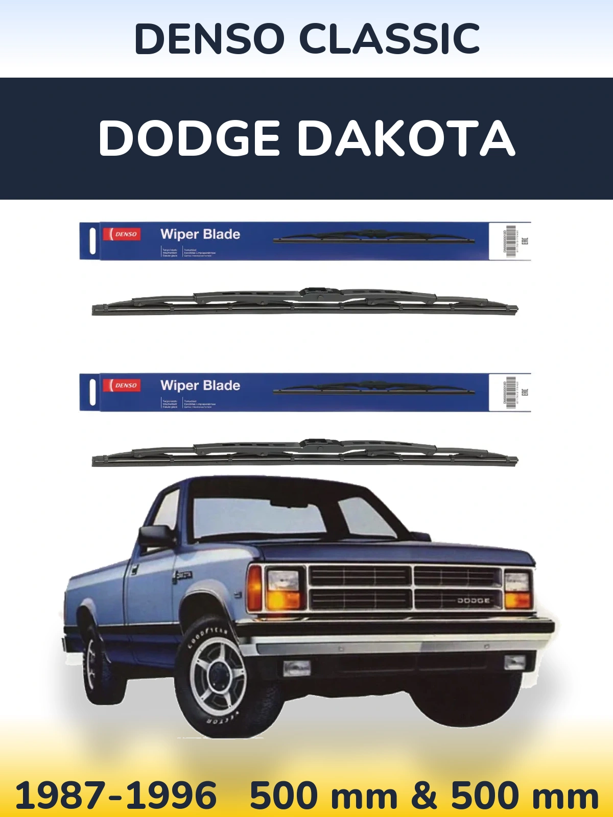 Komplet przednich wycieraczek Denso Classic 500 & 500 mm do Dodge Dakota 1987-1996