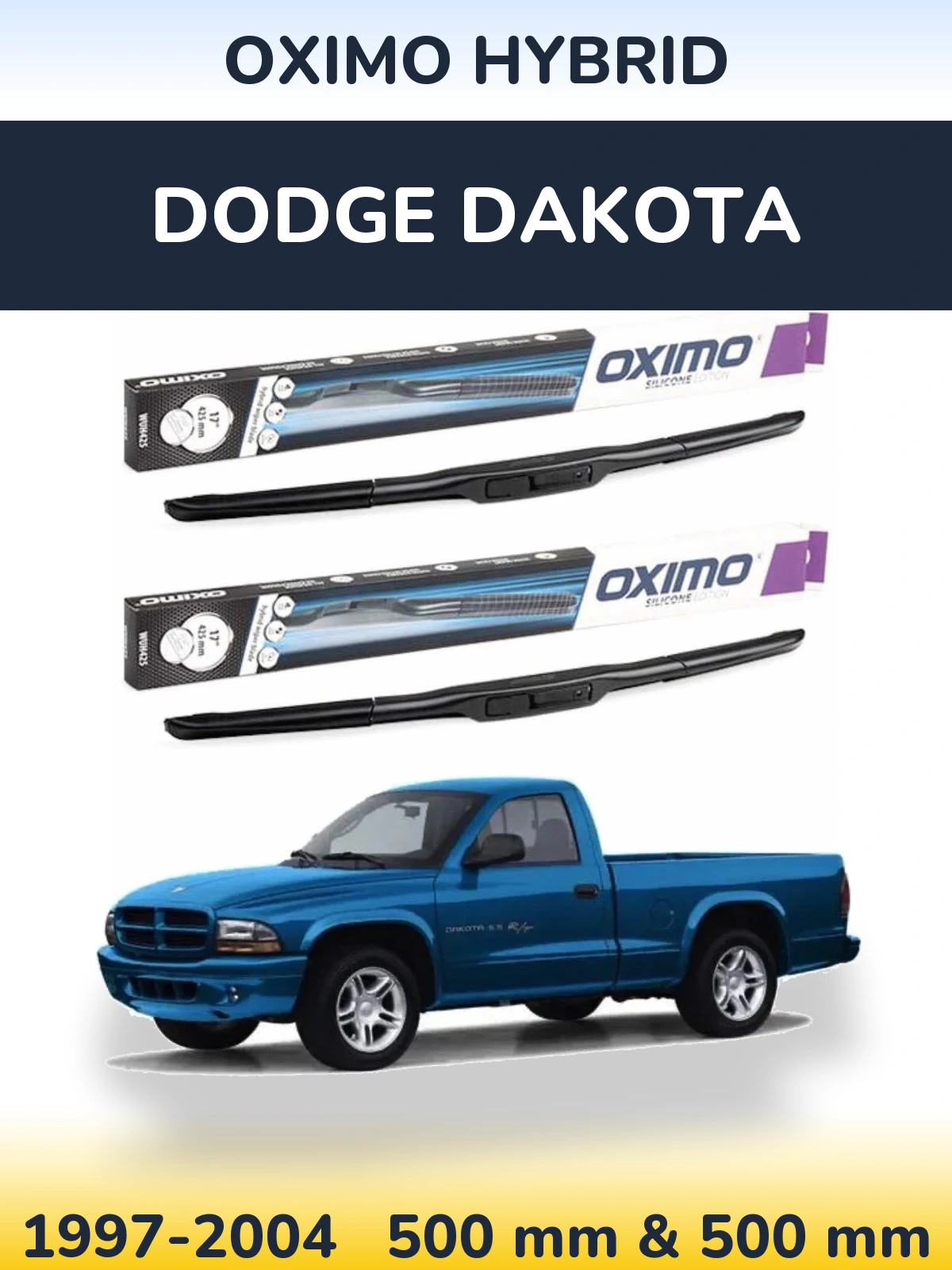 Комплект передних дворников Oximo Hybrid 500 & 500 мм для Dodge Dakota 1997-2004