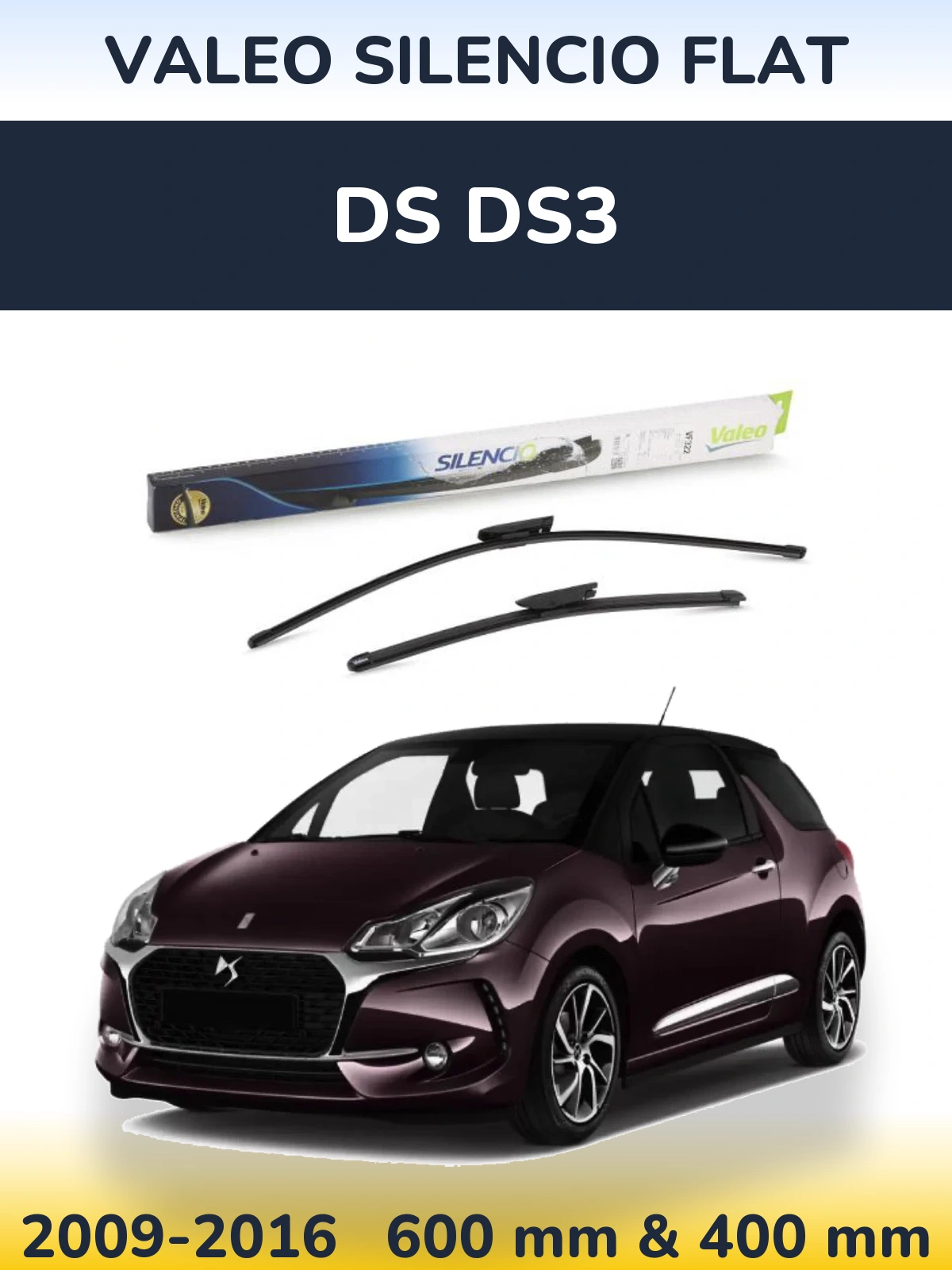 Комплект передних дворников Valeo Silencio Flat 600 & 400 мм для DS DS3 2009-2016