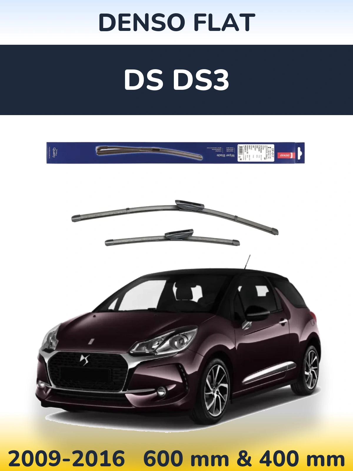 Комплект передніх щіток Denso Flat 600 & 400 мм для DS DS3 2009-2016