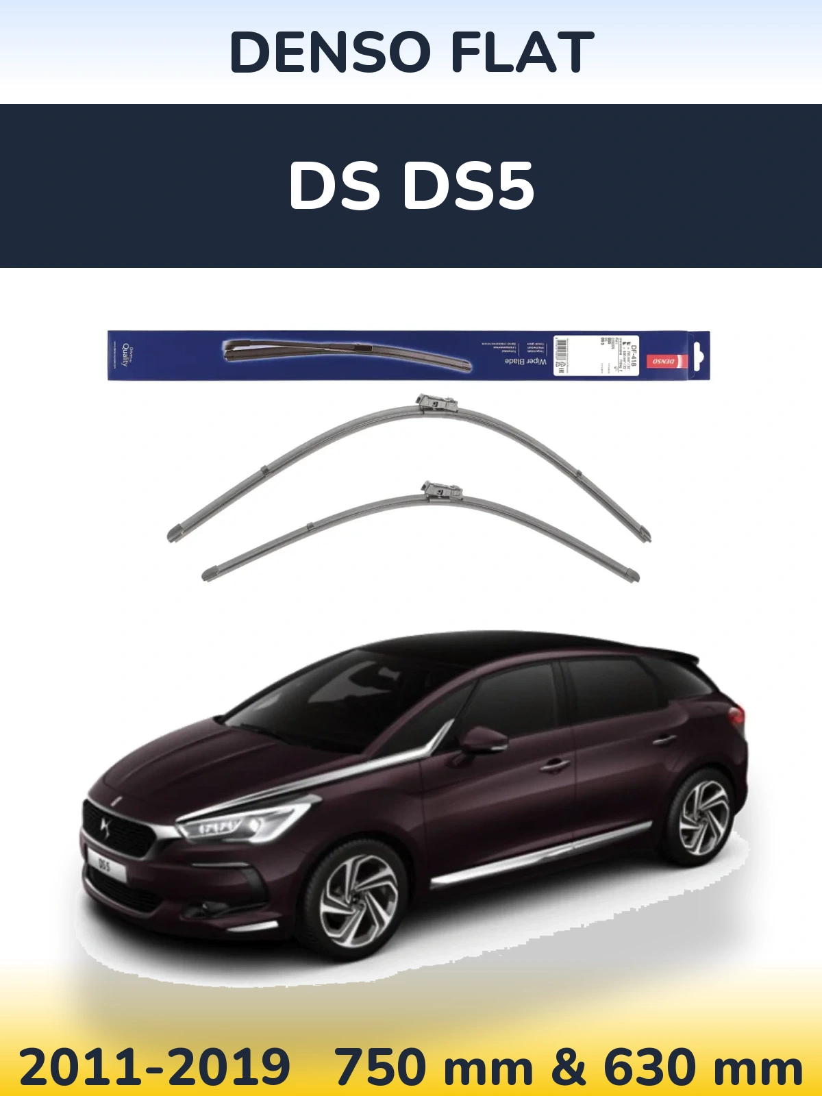 Komplet przednich wycieraczek Denso Flat 750 & 630 mm do DS DS5 2011-2019
