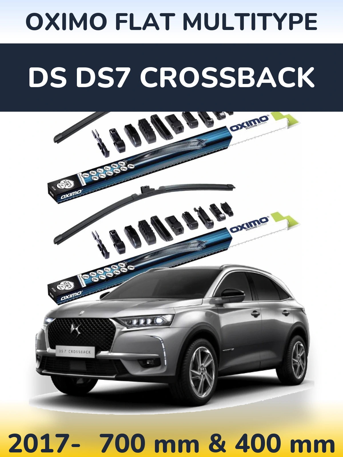Комплект передних дворников Oximo Flat MultiТипe 700 & 400 мм для DS DS7 Crossback 2017-2026