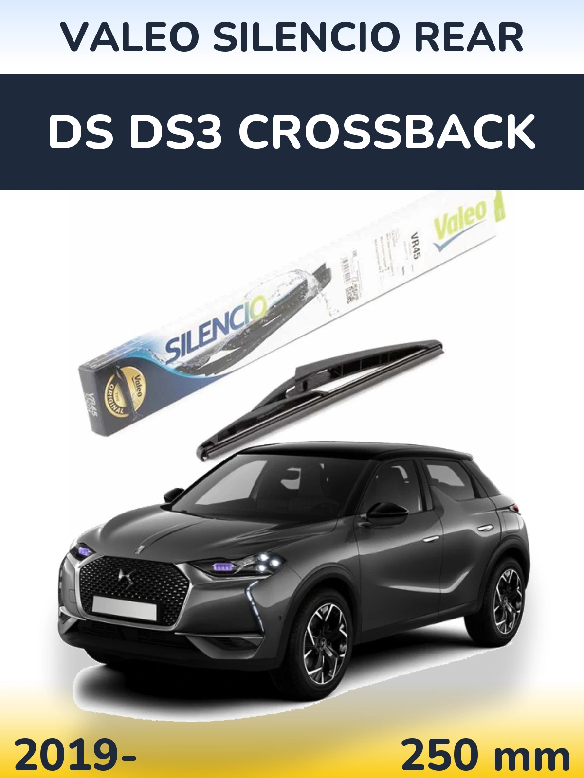 Rear wiper blade Valeo Silencio Rear 240 mm for DS DS3 Crossback 2019-2026