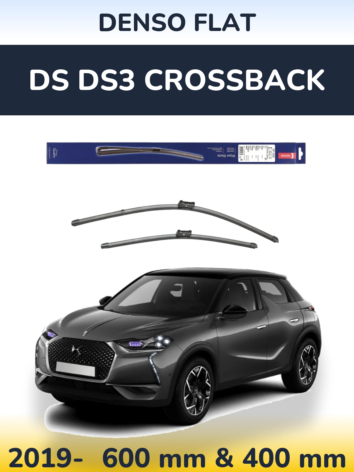 Komplet przednich wycieraczek Denso Flat 600 & 400 mm do DS DS3 Crossback 2019-2026