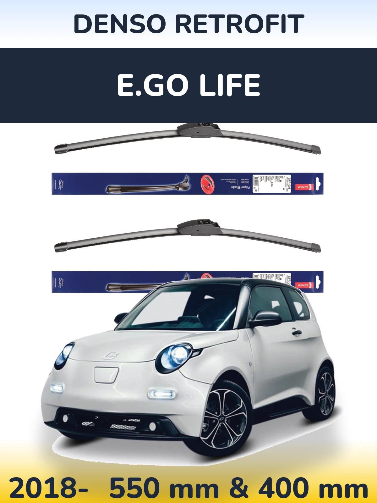 Комплект передних дворников Denso Retrofit 550 & 400 мм для E.GO life 2018-2026