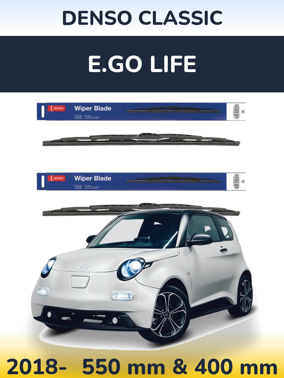 Komplet przednich wycieraczek Denso Classic 550 & 400 mm do E.GO life 2018-2026