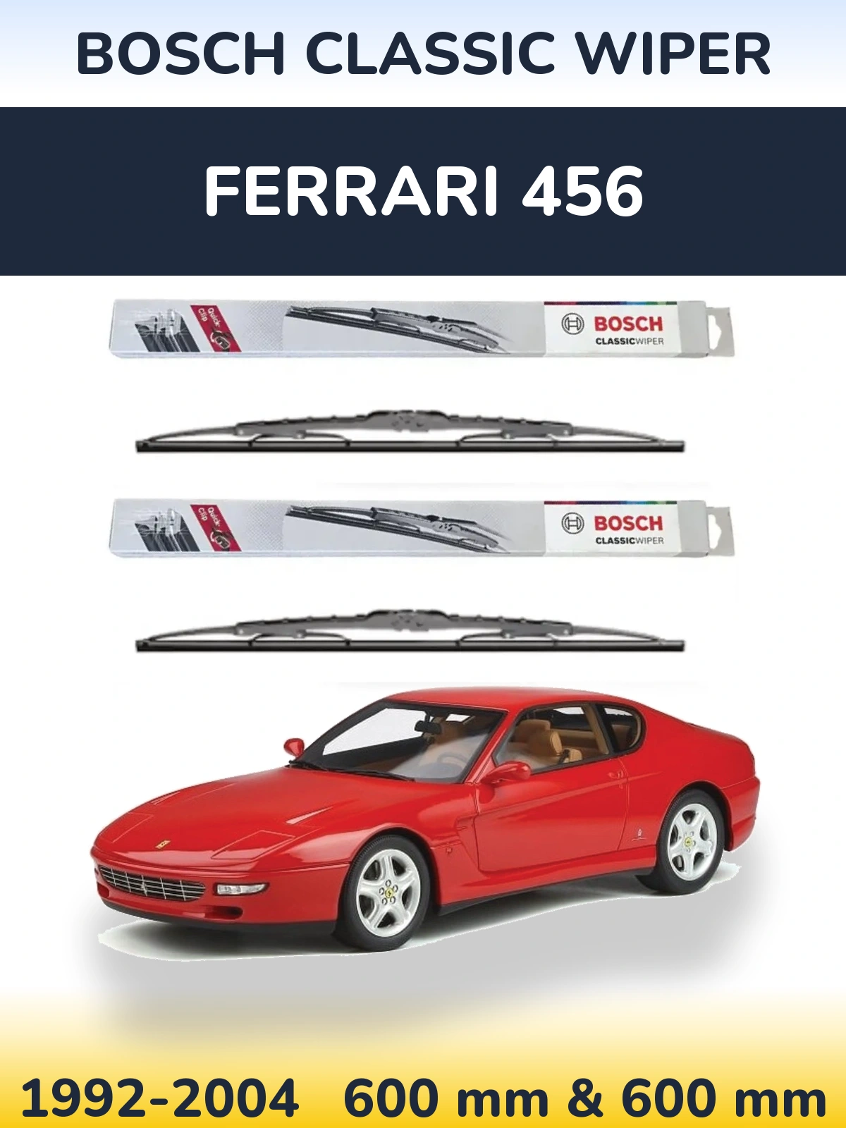 Komplet przednich wycieraczek BOSCH Classic Wiper 600 & 600 mm do Ferrari 456 1992-2004