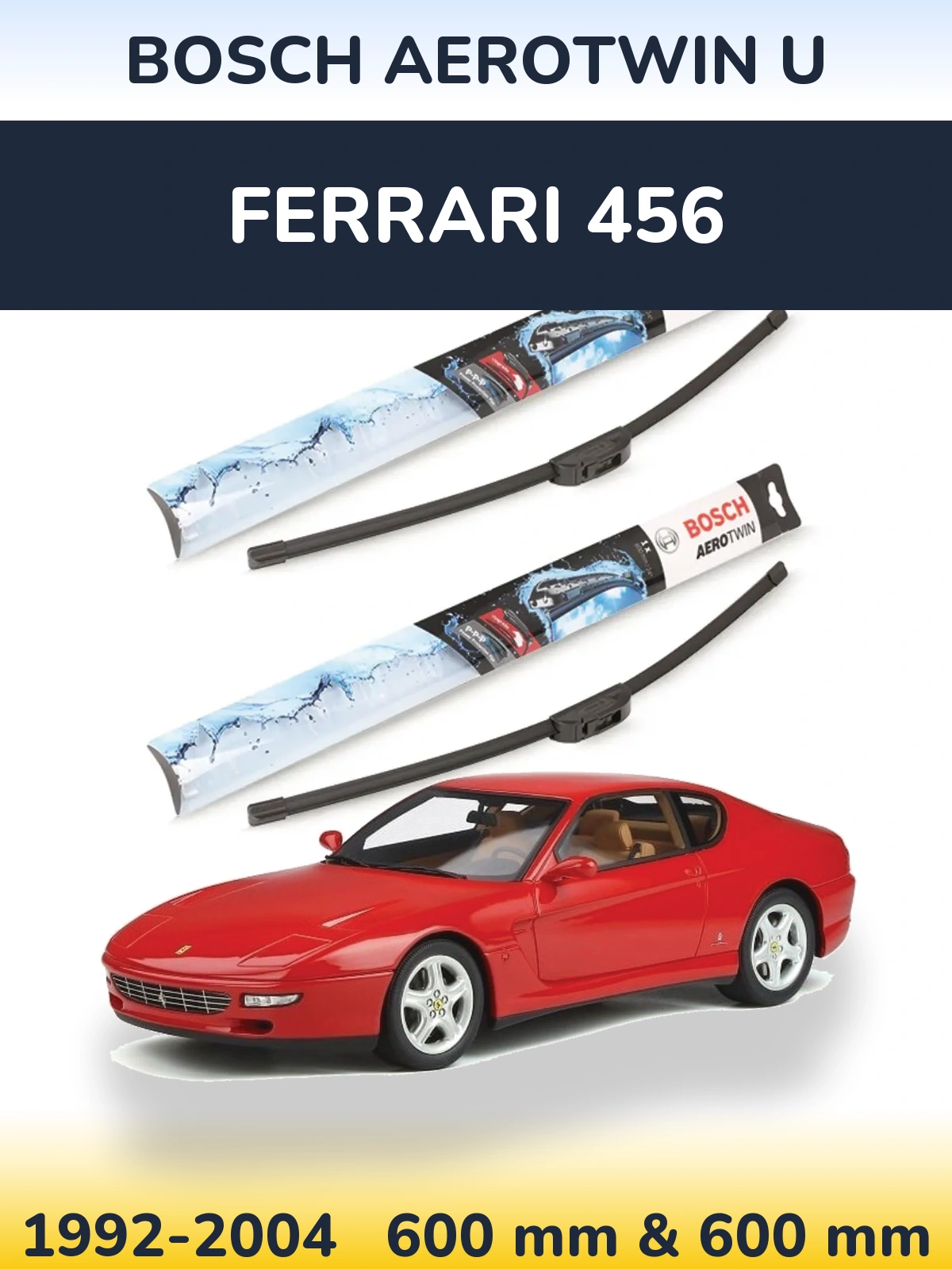 Комплект передніх щіток BOSCH AeroTwin U 600 & 600 мм для Ferrari 456 1992-2004