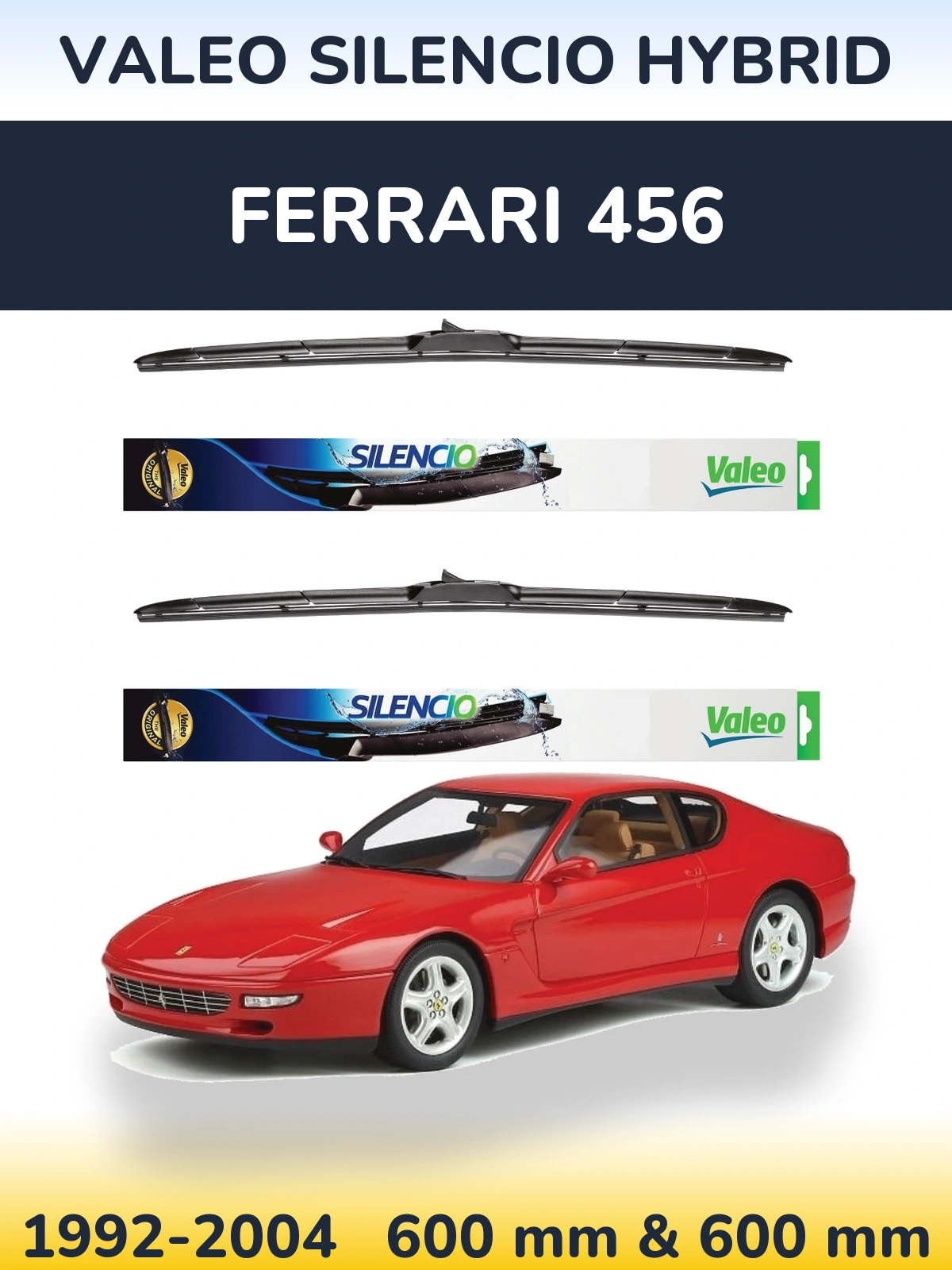 Комплект передних дворников Valeo Silencio Hybrid 600 & 600 мм для Ferrari 456 1992-2004